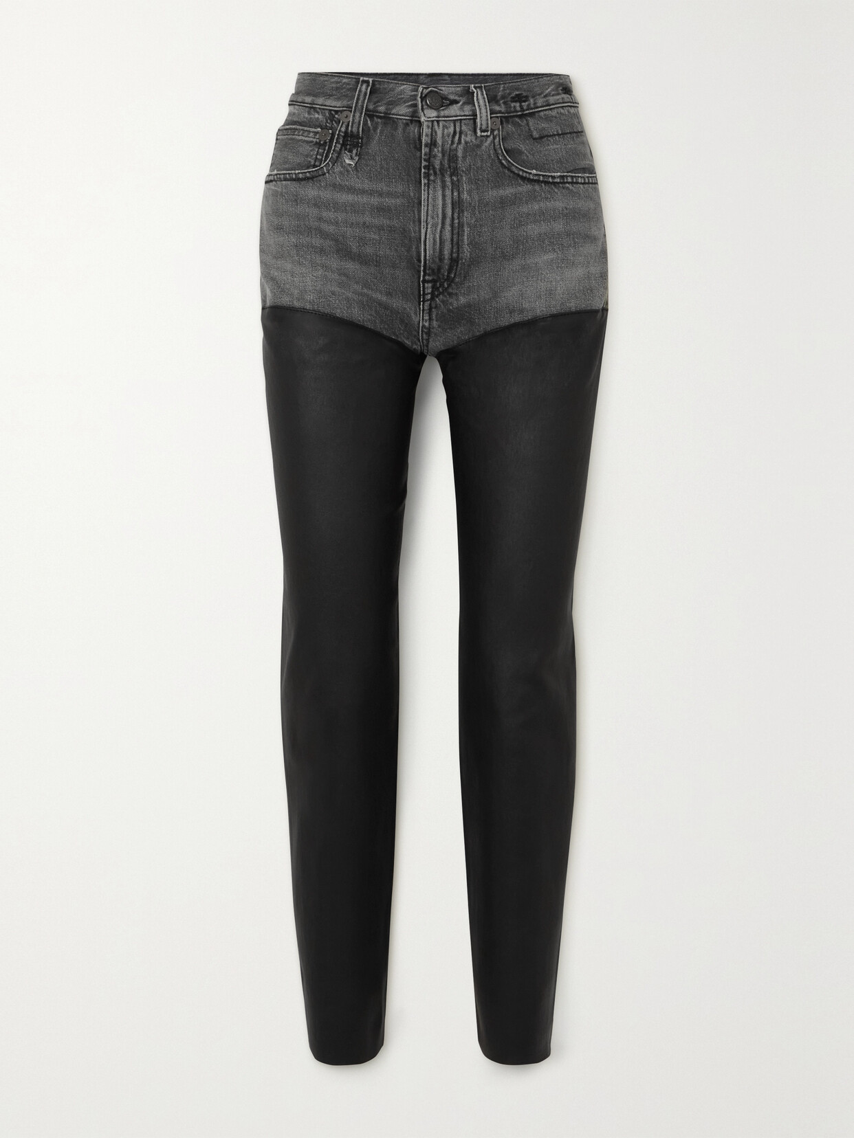 Courtney Chaps Denim And Leather Slim-Leg Jeans