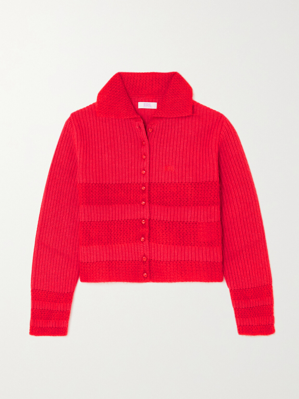 ERL - Cropped Ribbed-knit Cardigan - Red