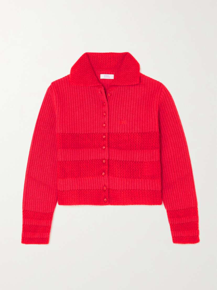 ERL Cropped Ribbed-knit Cardigan