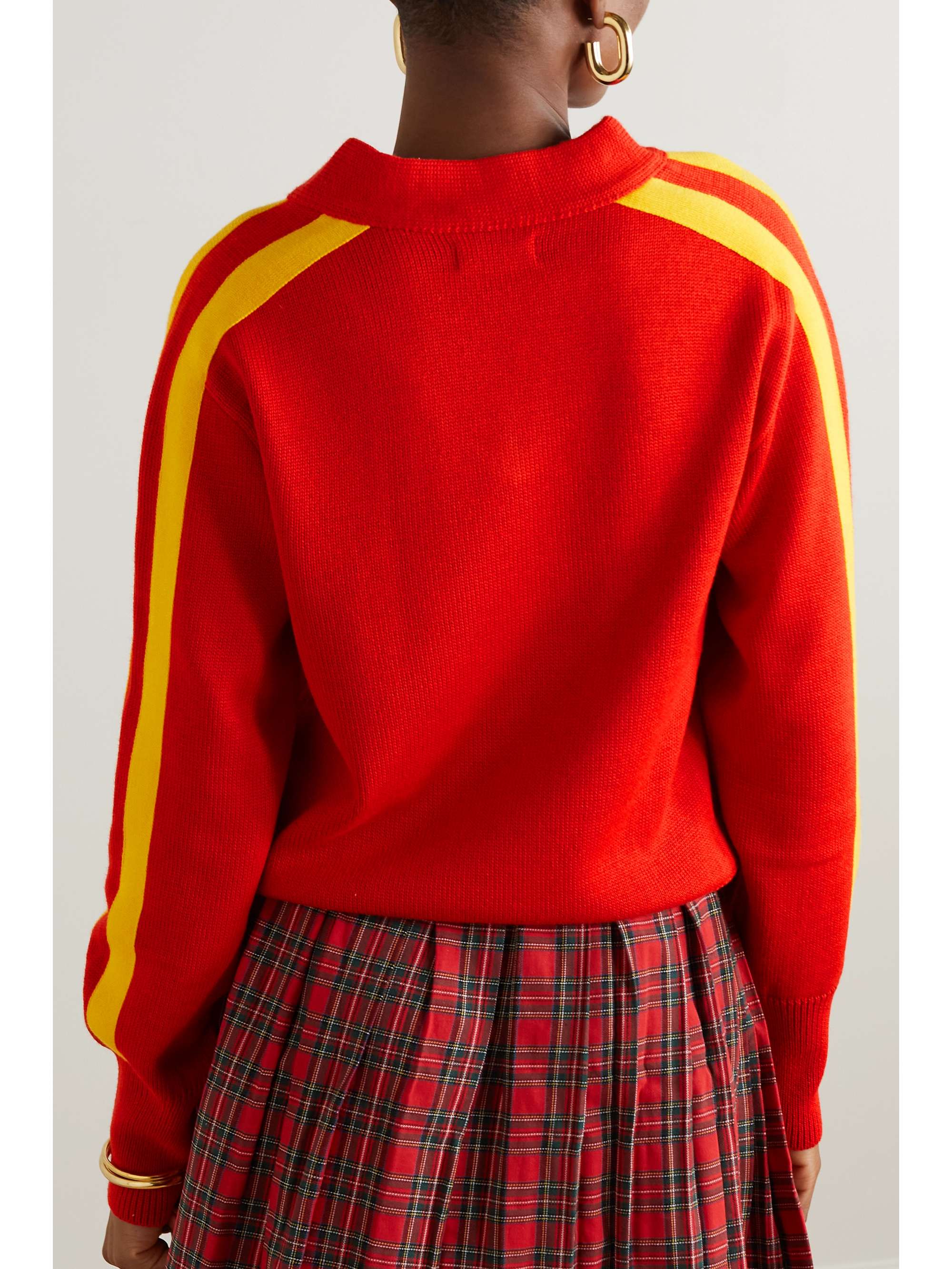 ERL Striped appliquéd wool-blend sweater