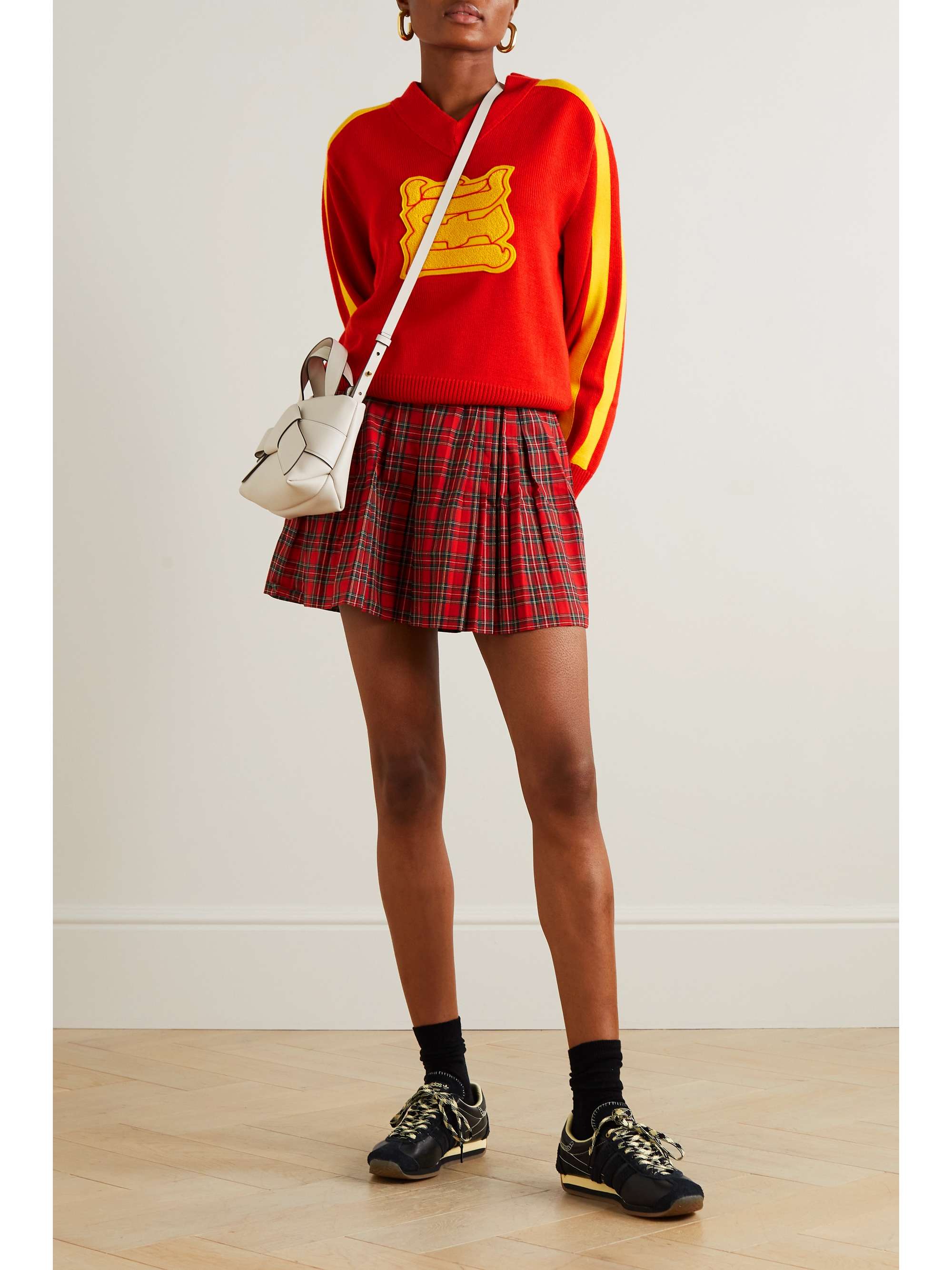 ERL Striped appliquéd wool-blend sweater