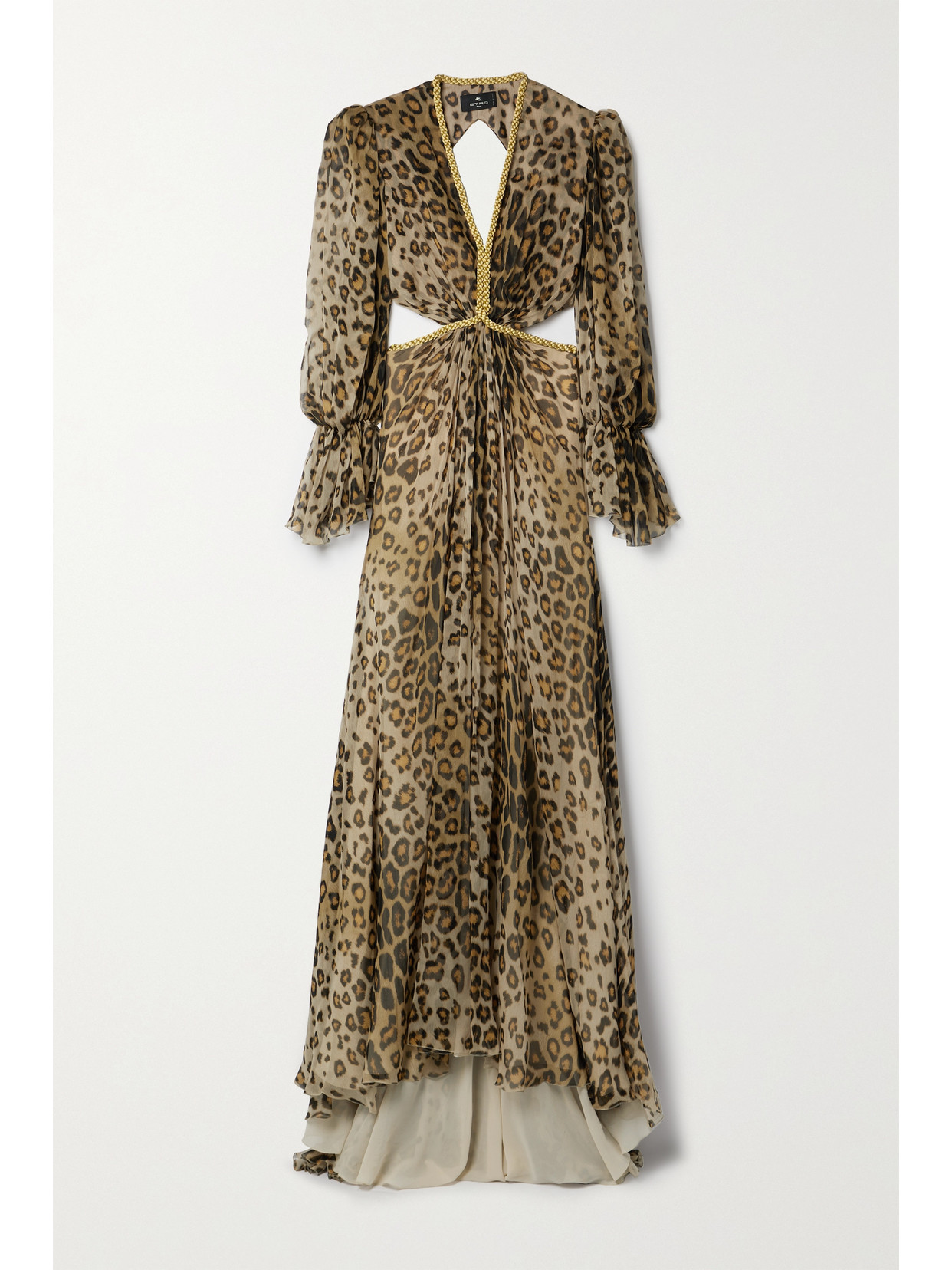 Etro Rebecca Cutout Leopard-print Silk-chiffon Maxi Dress