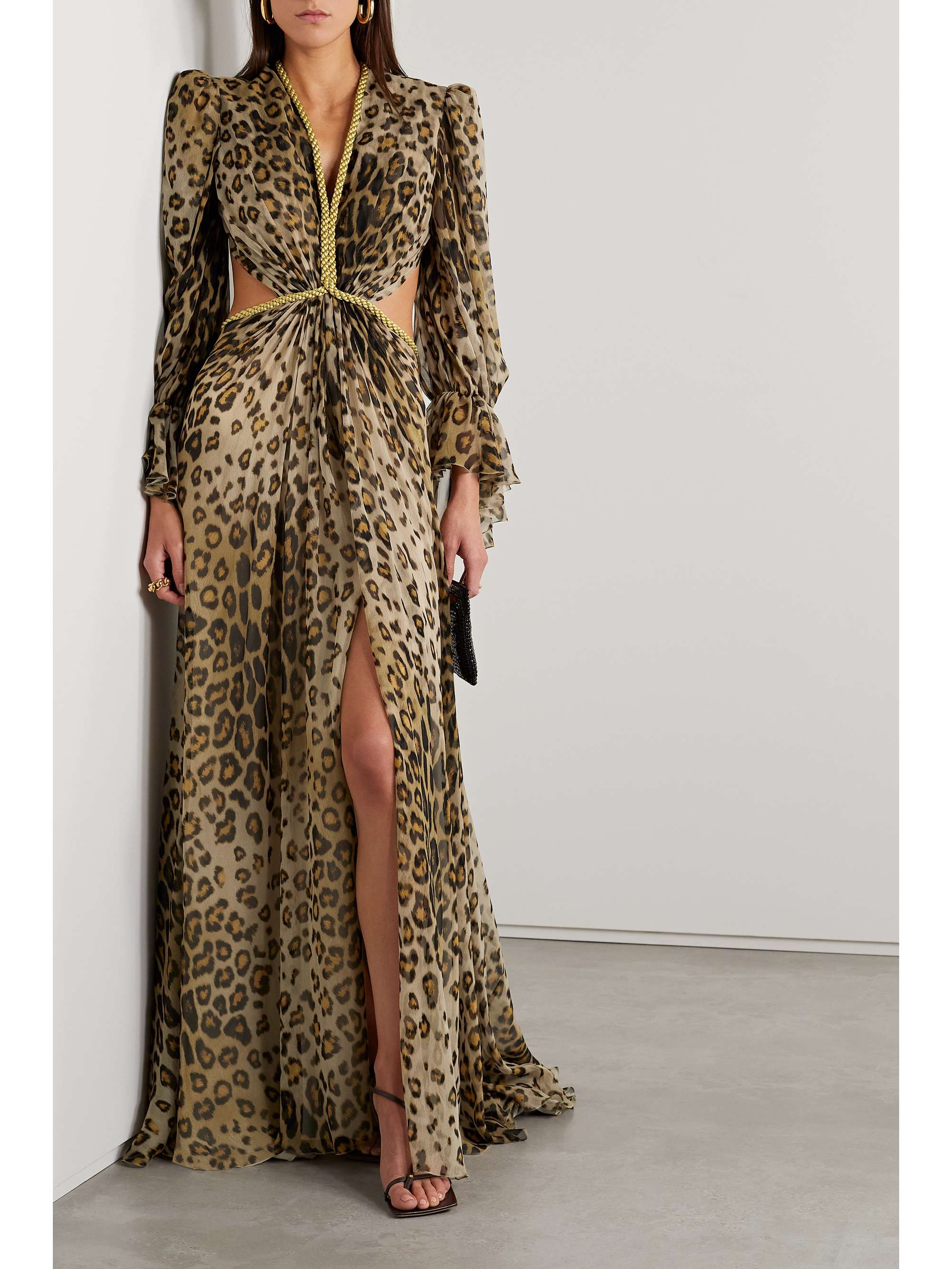 leopard chiffon maxi dress