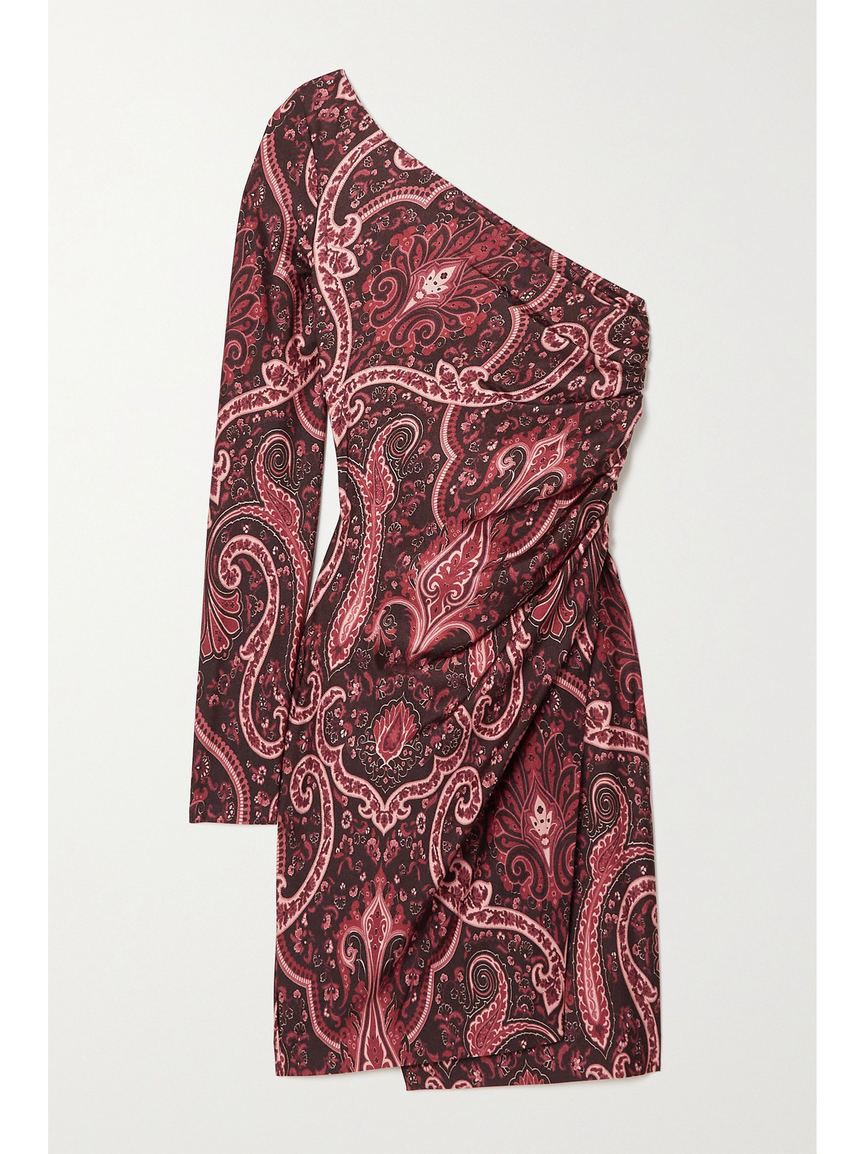 Etro - Helen One-shoulder Paisley-print Stretch-jersey Mini Dress - Burgundy - IT36