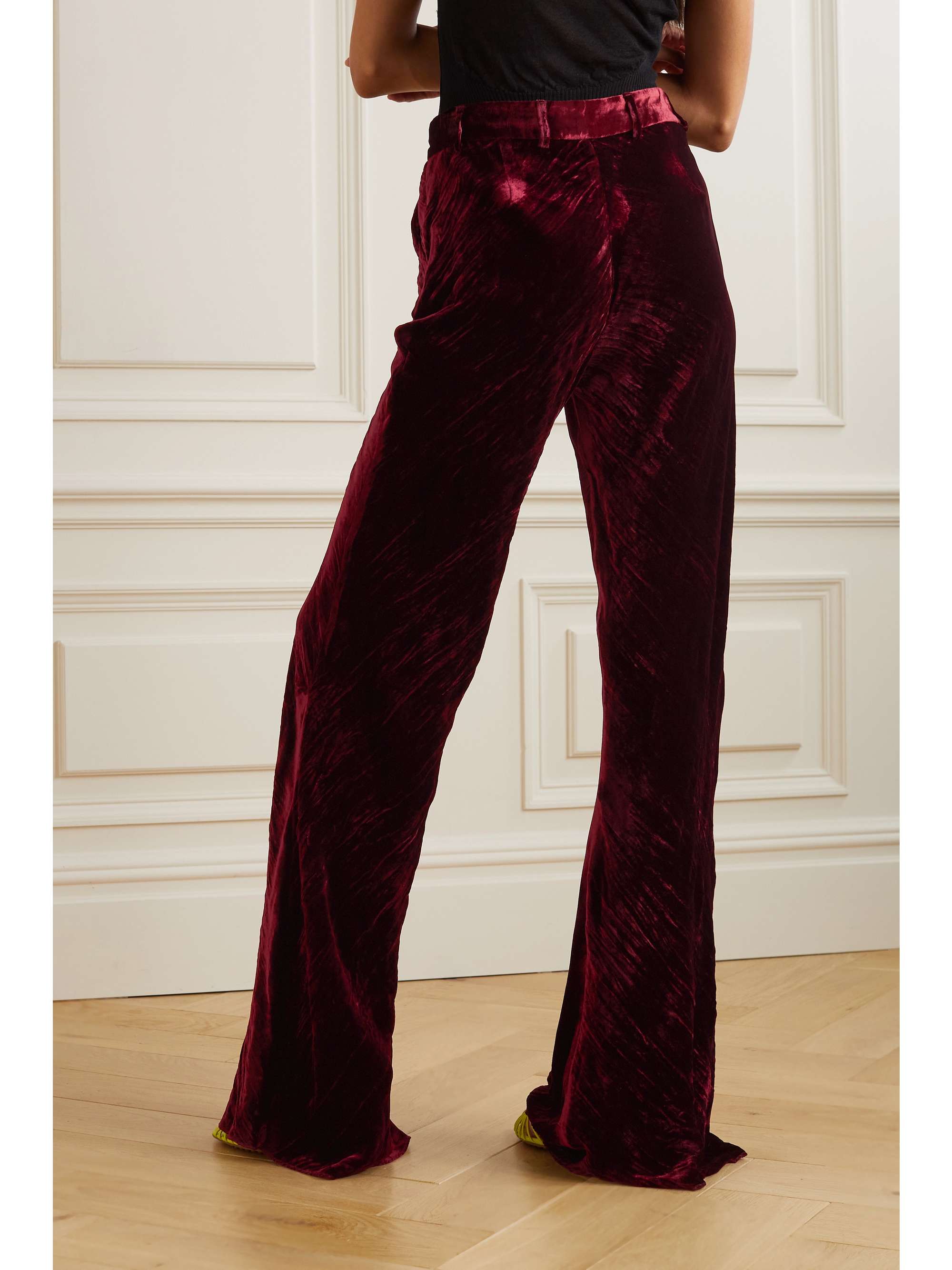 ETRO Artemisia crinkled-velvet wide-leg pants