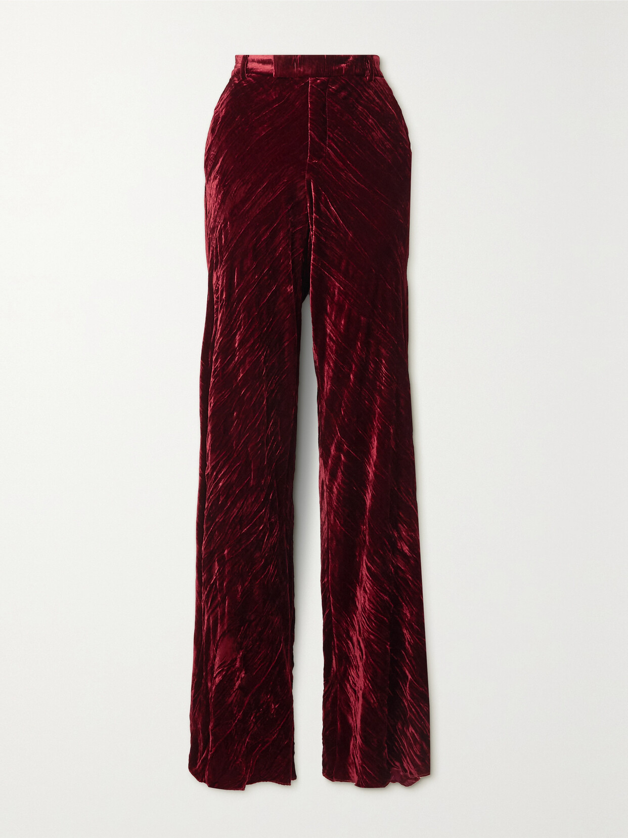 Etro Artemisia Crinkled-velvet Wide-leg Pants - Burgundy