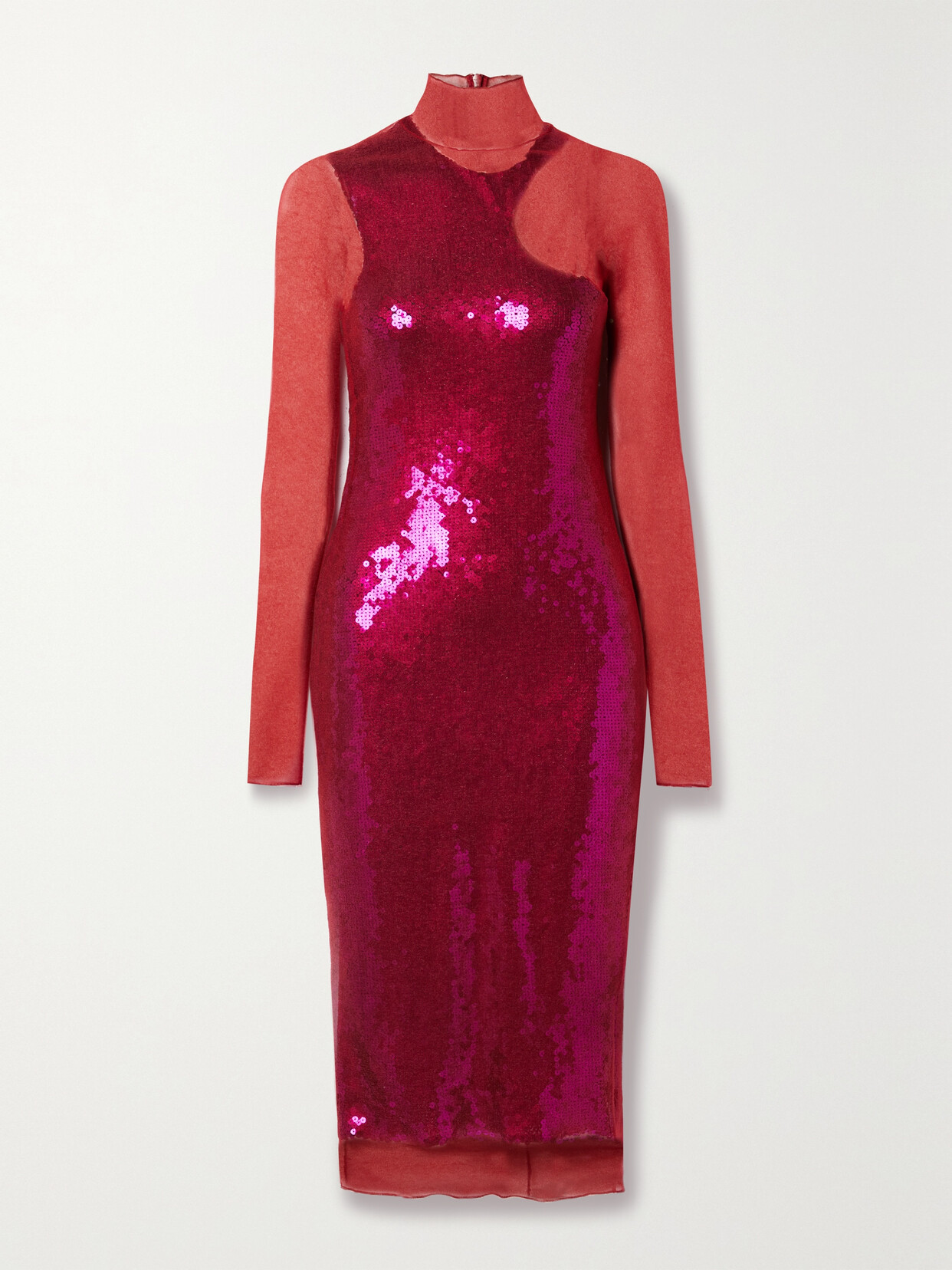 Victoria Beckham - Layered Sequined Tulle Turtleneck Dress - UK 10