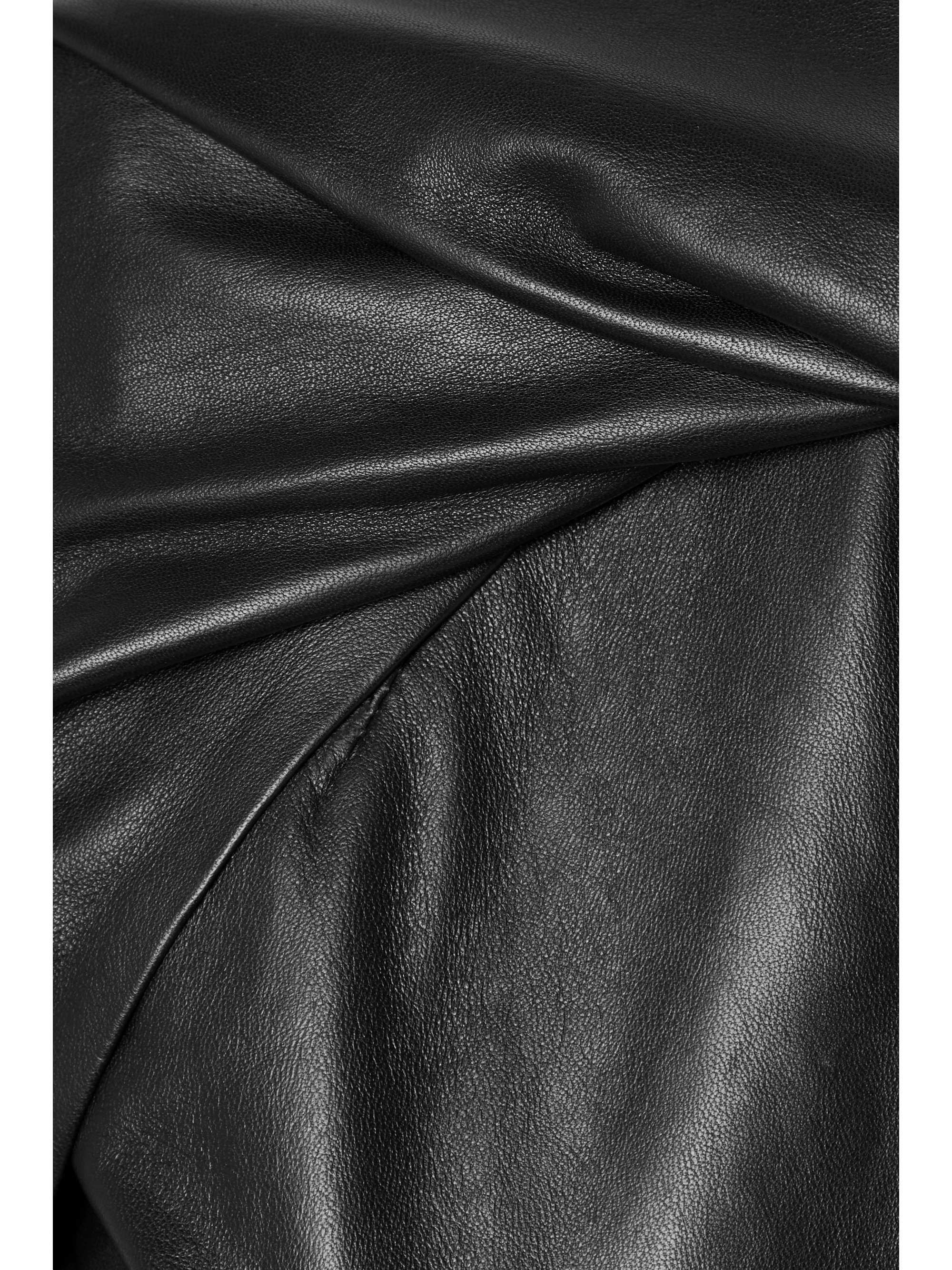 VICTORIA BECKHAM Twist-front open-back jersey-trimmed leather midi dress