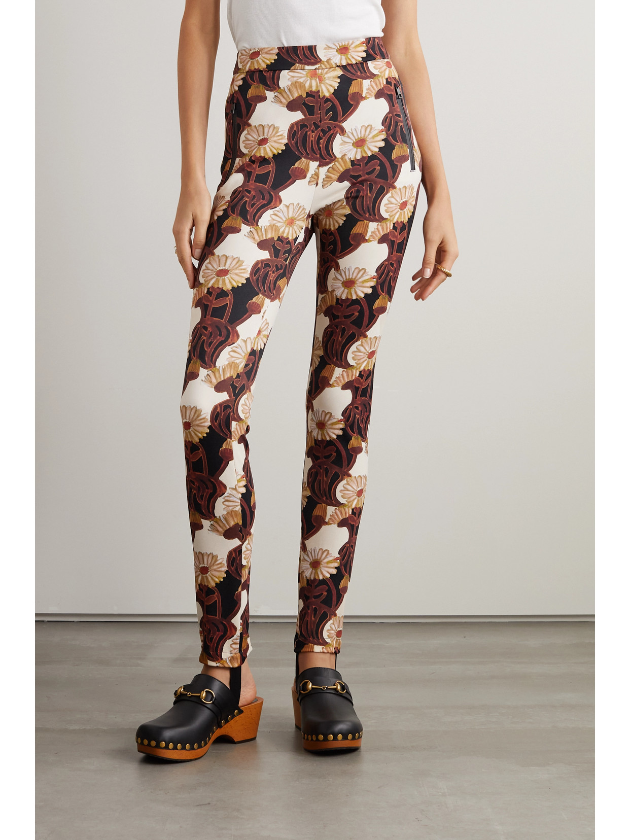 Shop La Doublej Sky Printed Tech-jersey Leggings In Brown