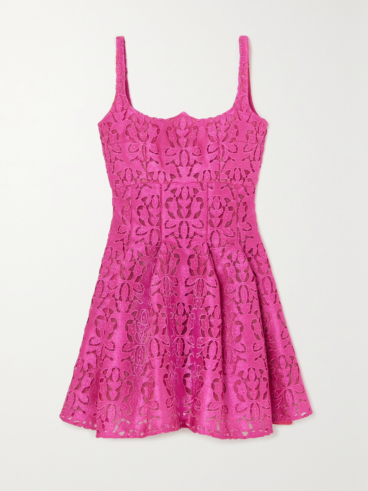 Emilia Wickstead - Paisley Pleated Guipure Lace Mini Dress - Pink