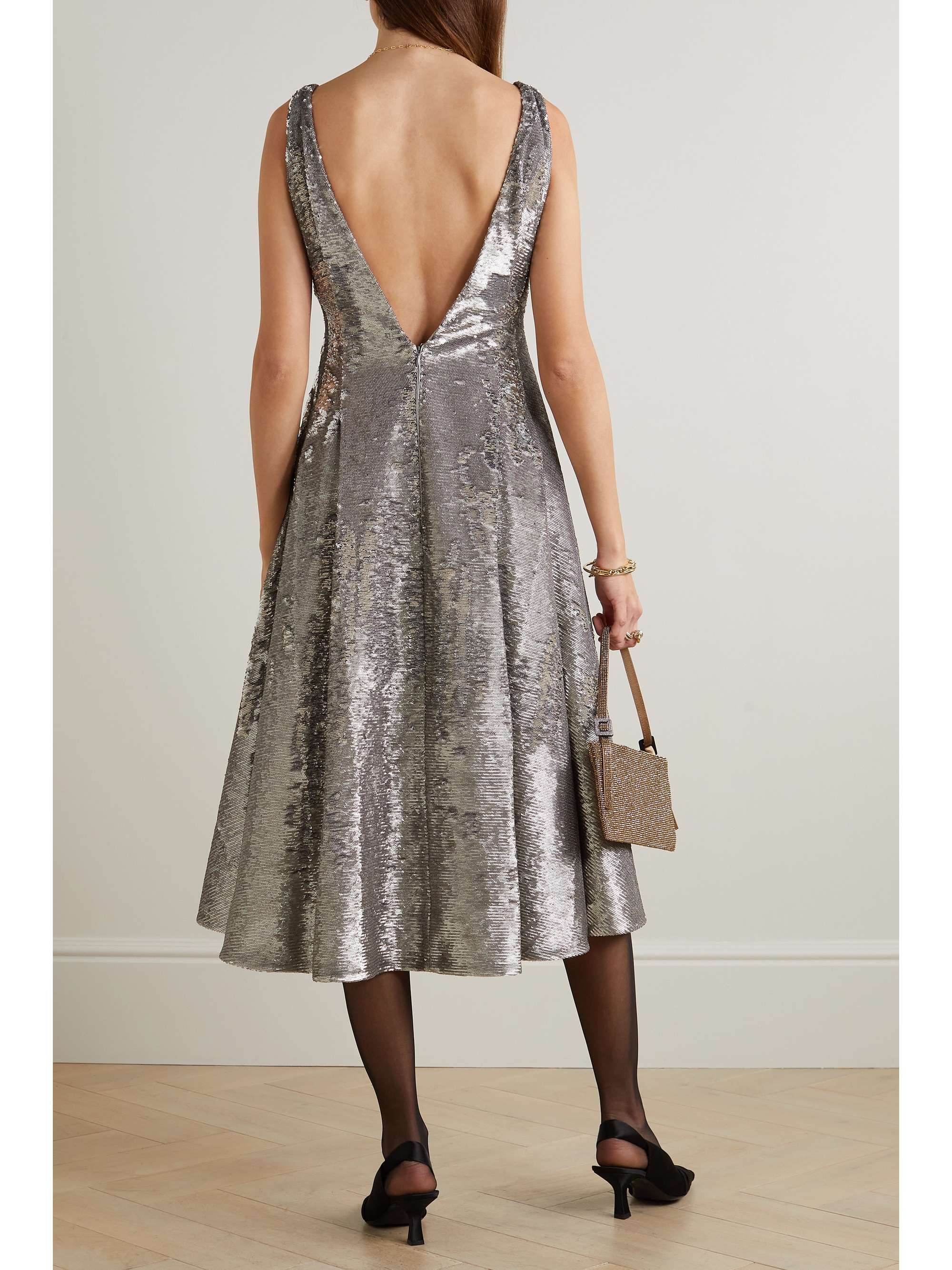 EMILIA WICKSTEAD Chaya open-back sequined satin midi dress