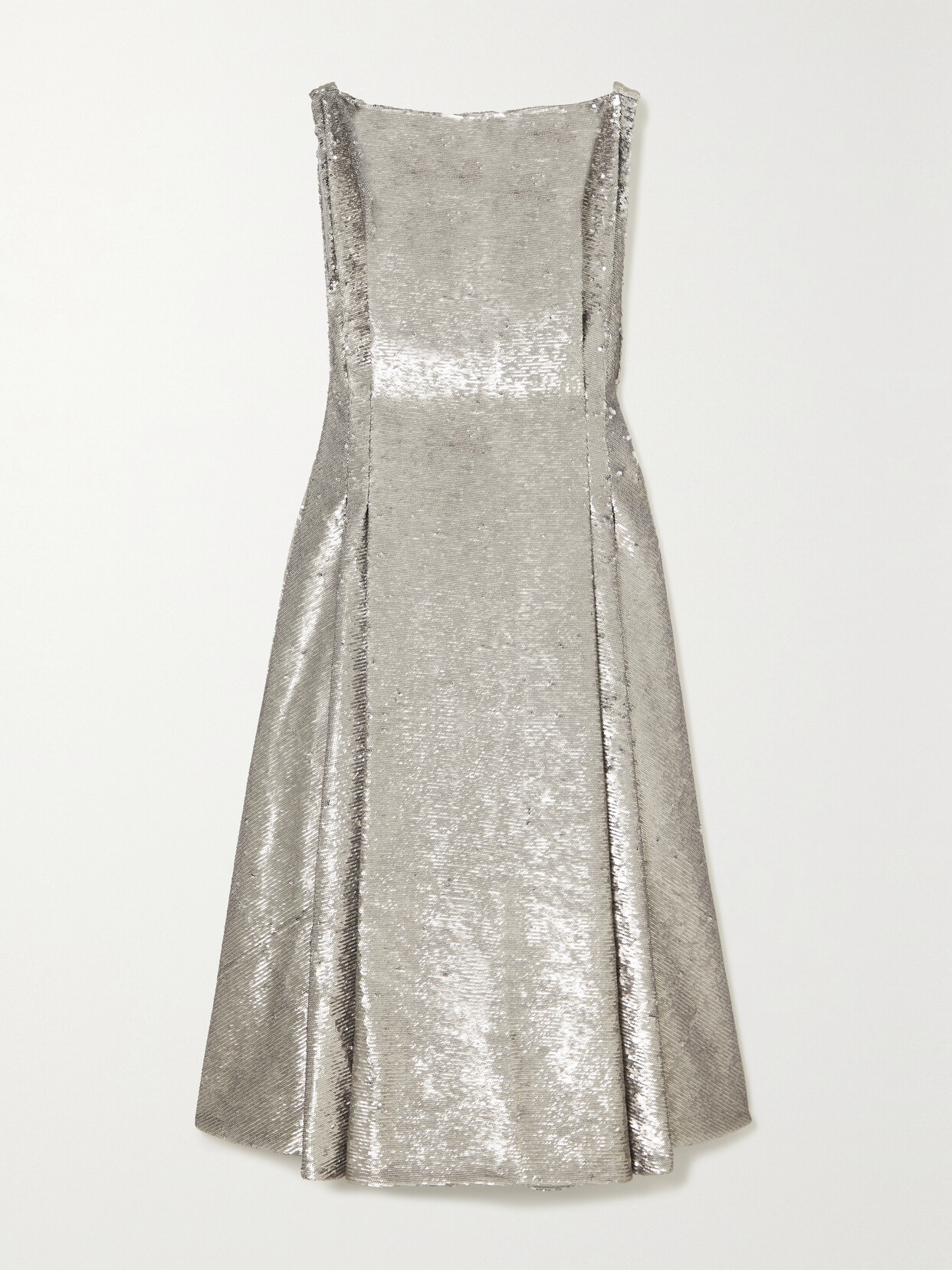 Emilia Wickstead - Chaya Open-back Sequined Satin Midi Dress - Silver