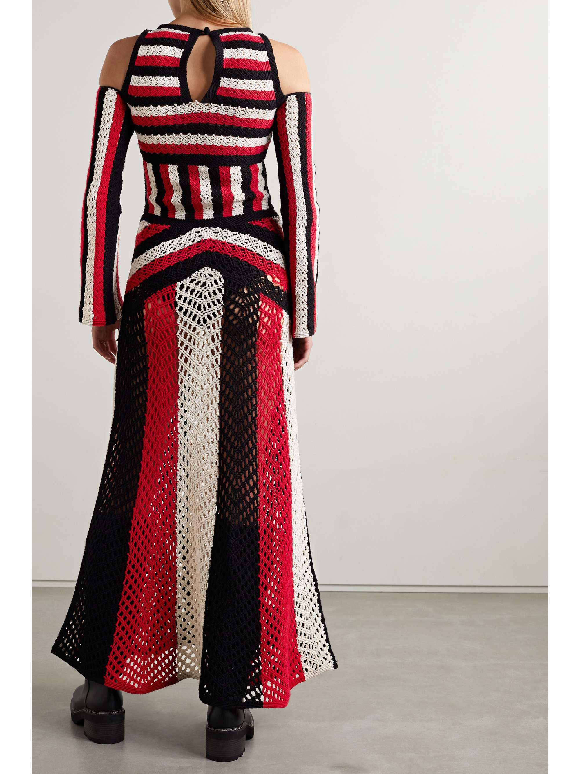 GABRIELA HEARST Carr cold-shoulder striped crochet-knit merino wool maxi dress
