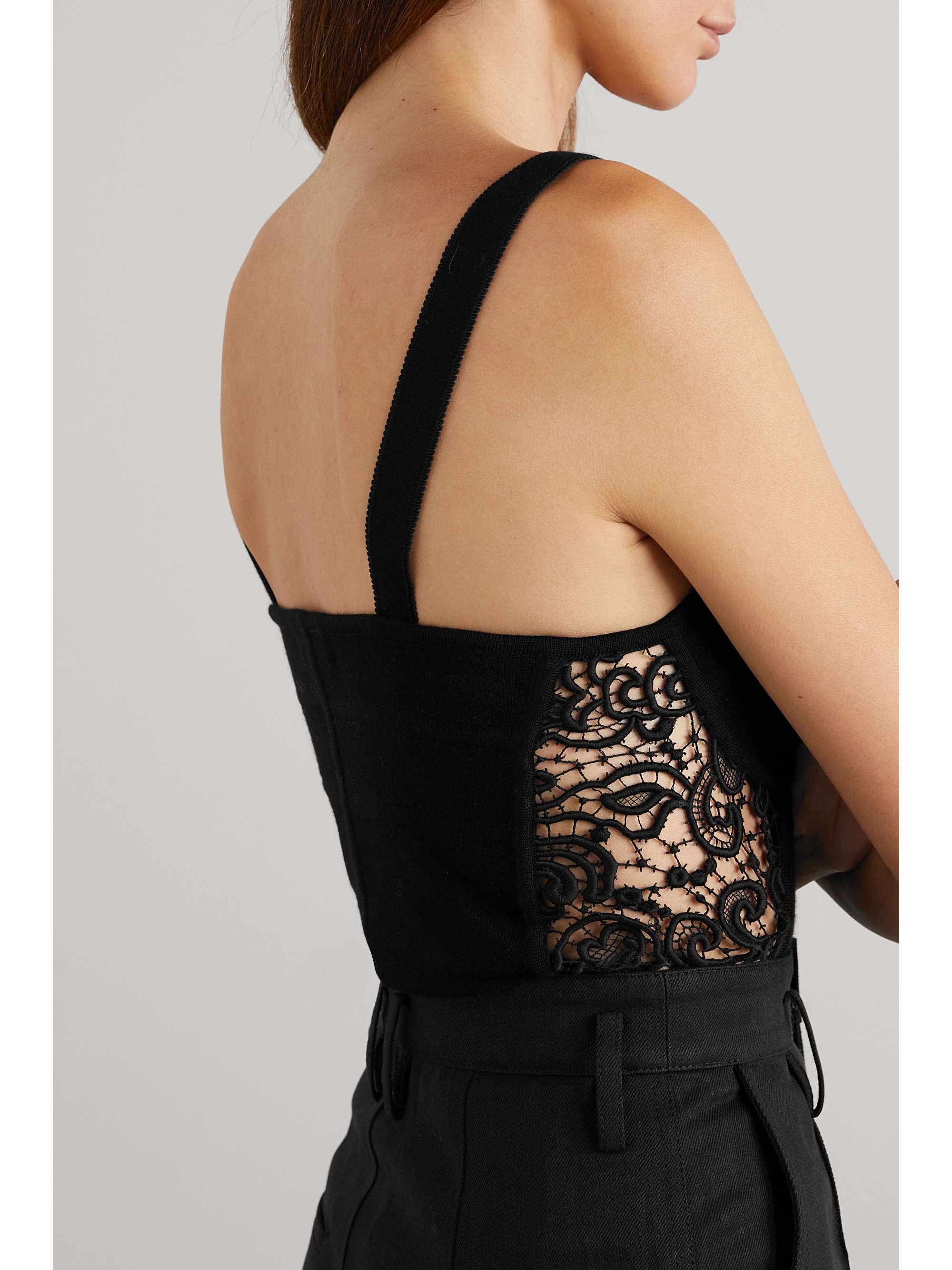 GABRIELA HEARST Glass guipure lace-trimmed wool and silk-blend bodysuit