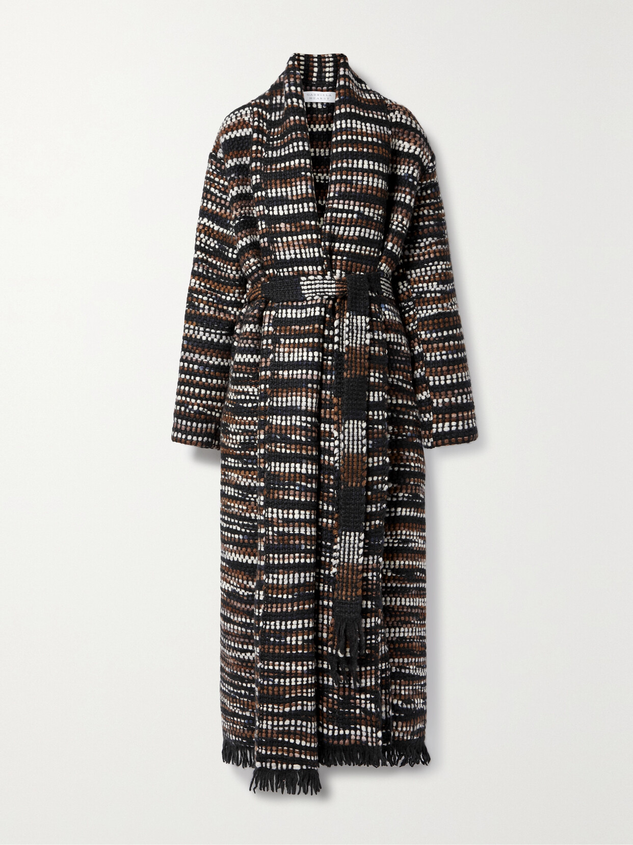 Gabriela Hearst Larkin Belted Fringed Cashmere Cardigan - Black