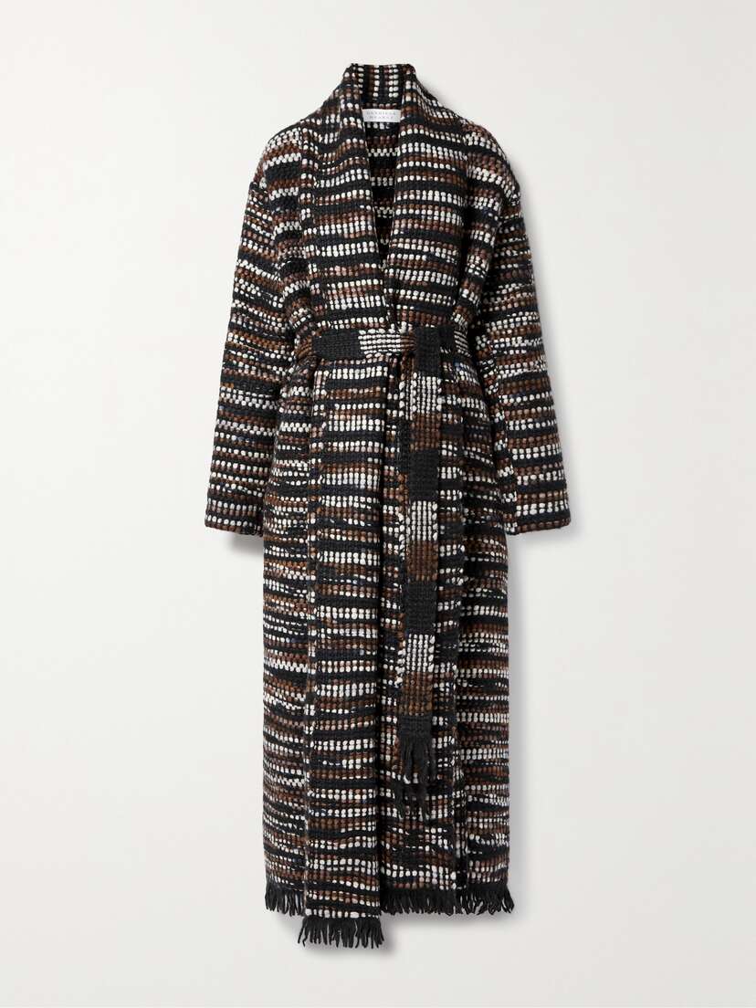 Gabriela Hearst Larkin Belted Fringed Cashmere Cardigan