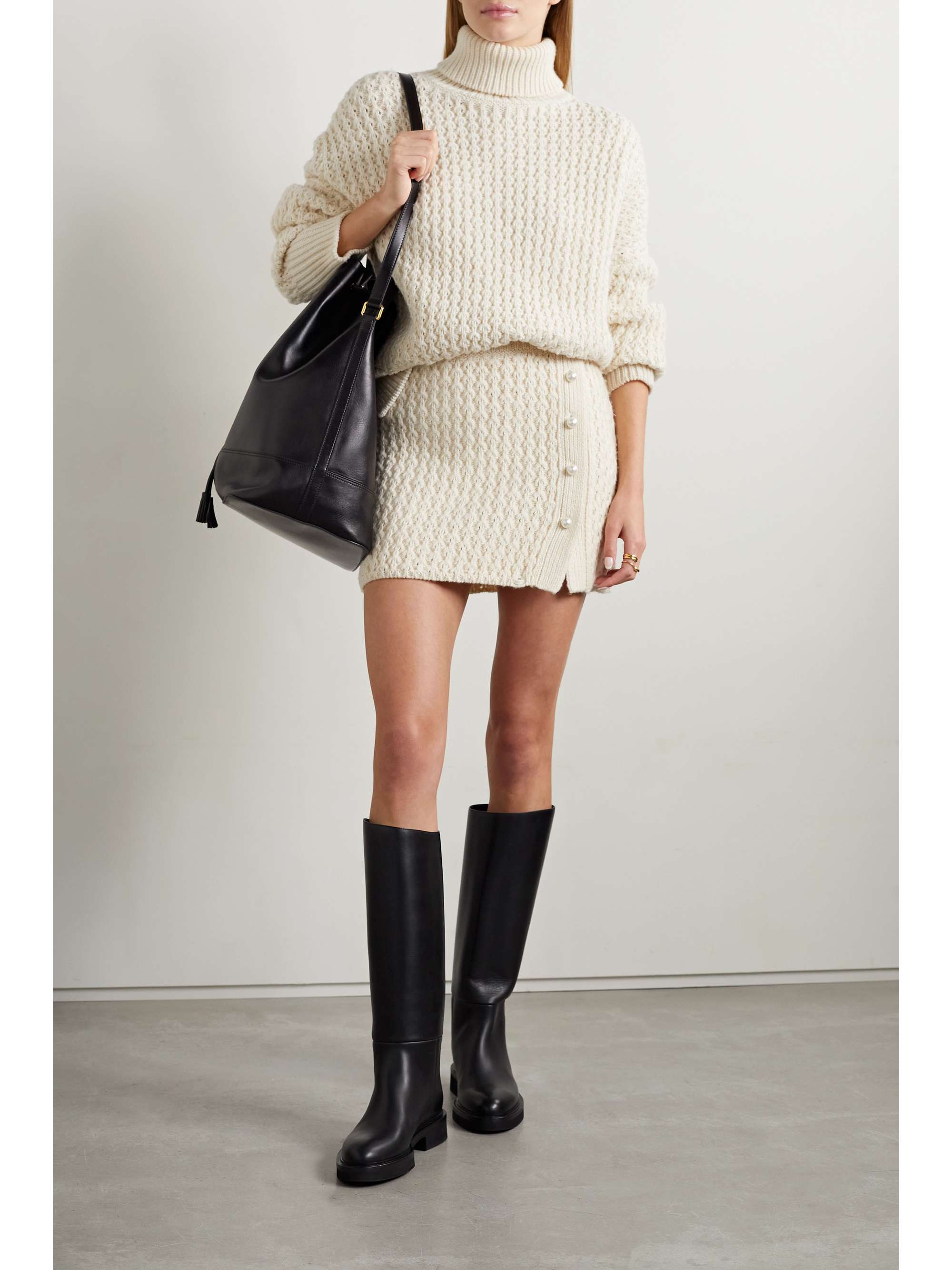 ADAM LIPPES Embellished merino wool and cashmere-blend mini skirt