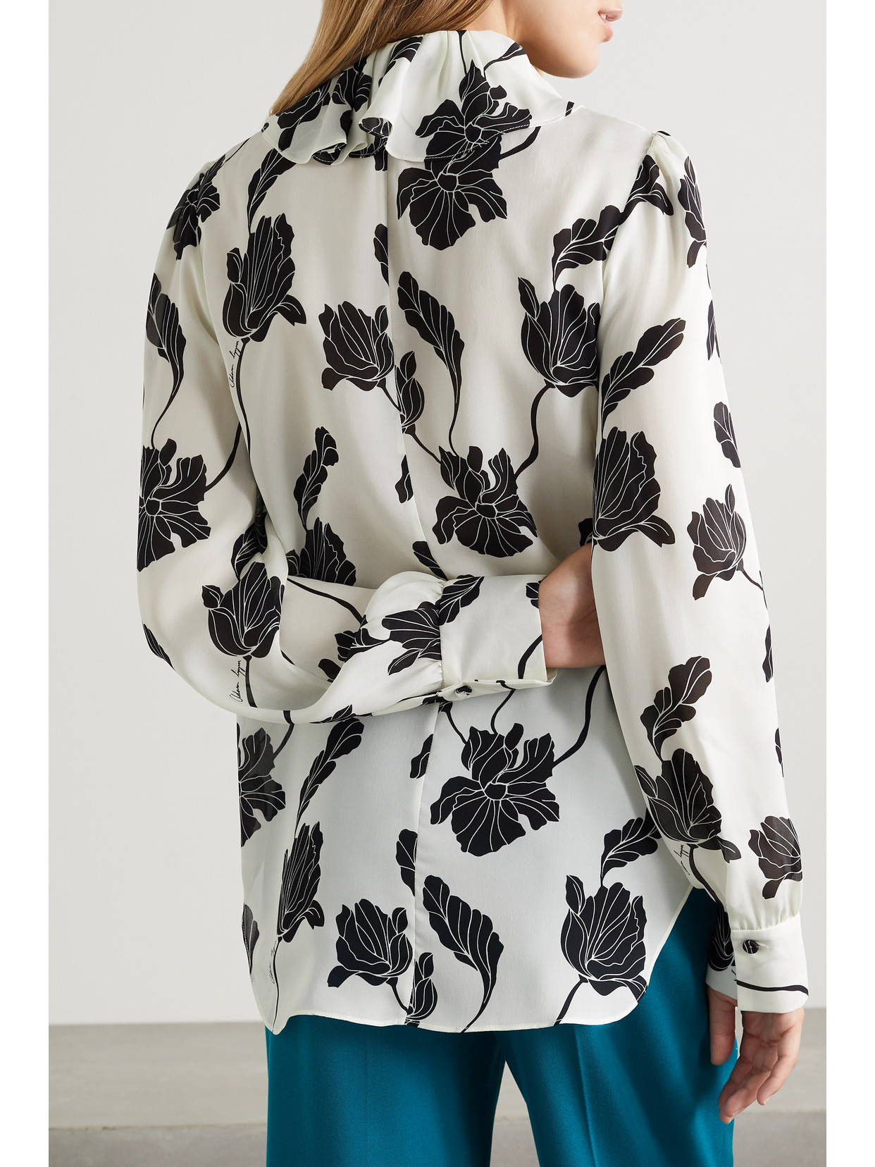 Floral-Print Silk Crepe De Chine Blouse