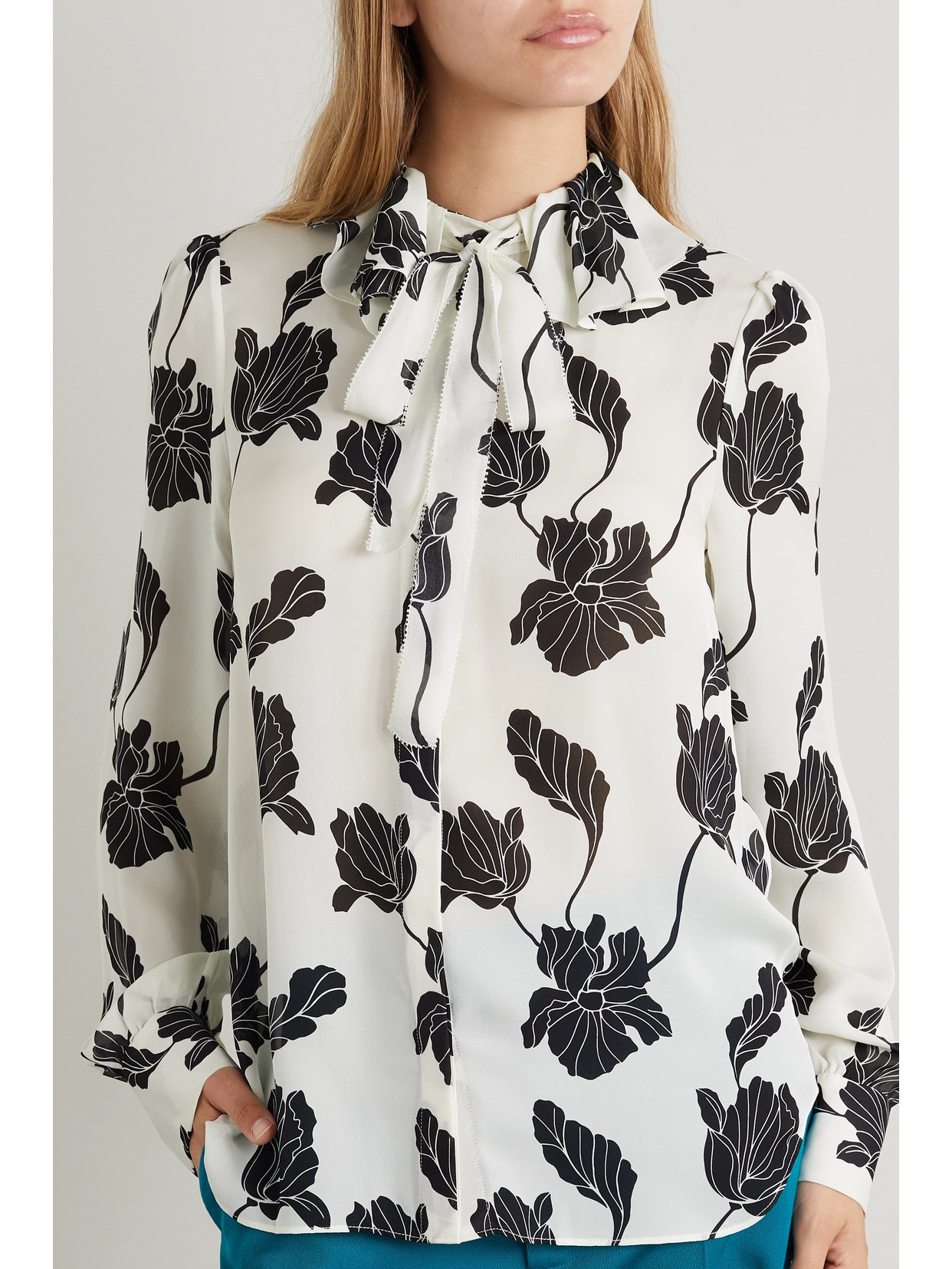 Floral-Print Silk Crepe De Chine Blouse
