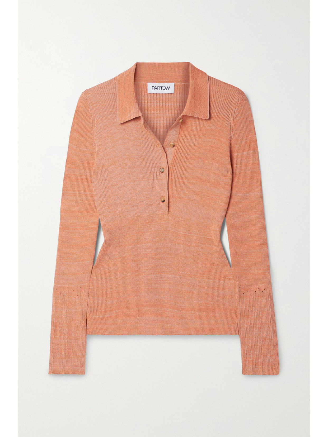 PARTOW - Josie Ribbed Silk And Cotton-blend Polo Sweater - Orange