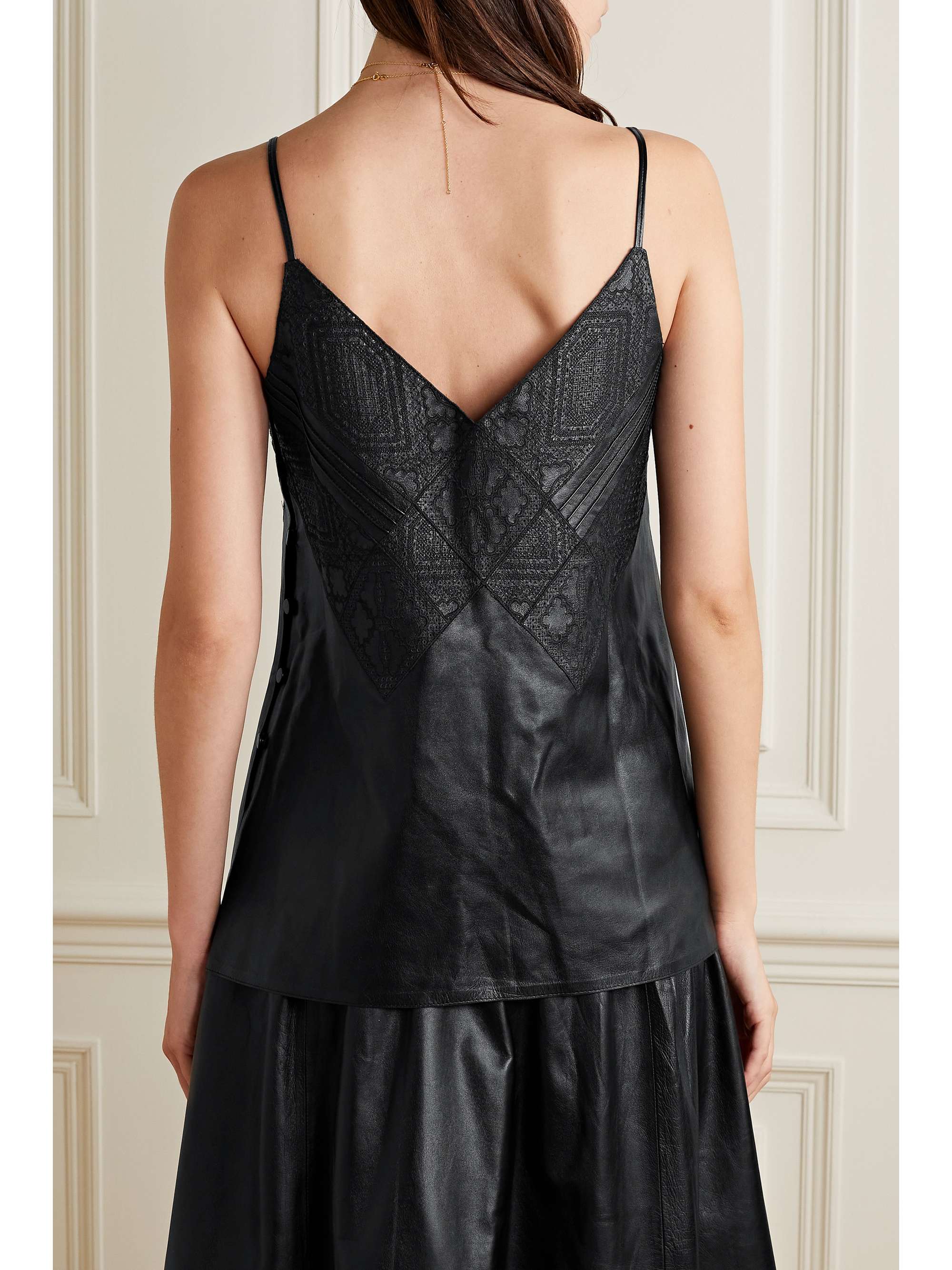 LAFAYETTE 148 Broderie anglaise leather top