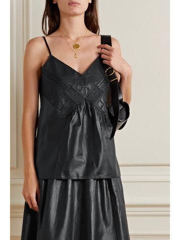 LAFAYETTE 148 Broderie anglaise leather top