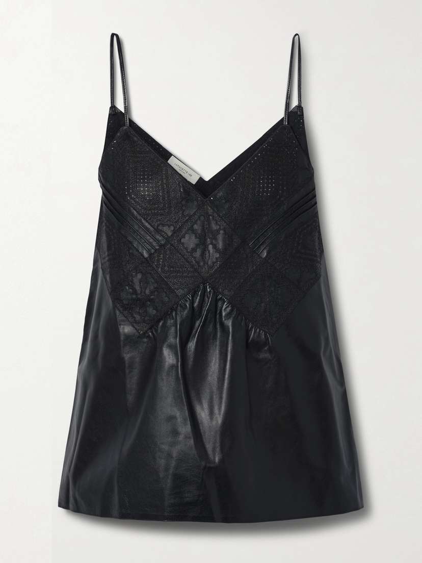 LAFAYETTE 148 Broderie Anglaise Leather Top