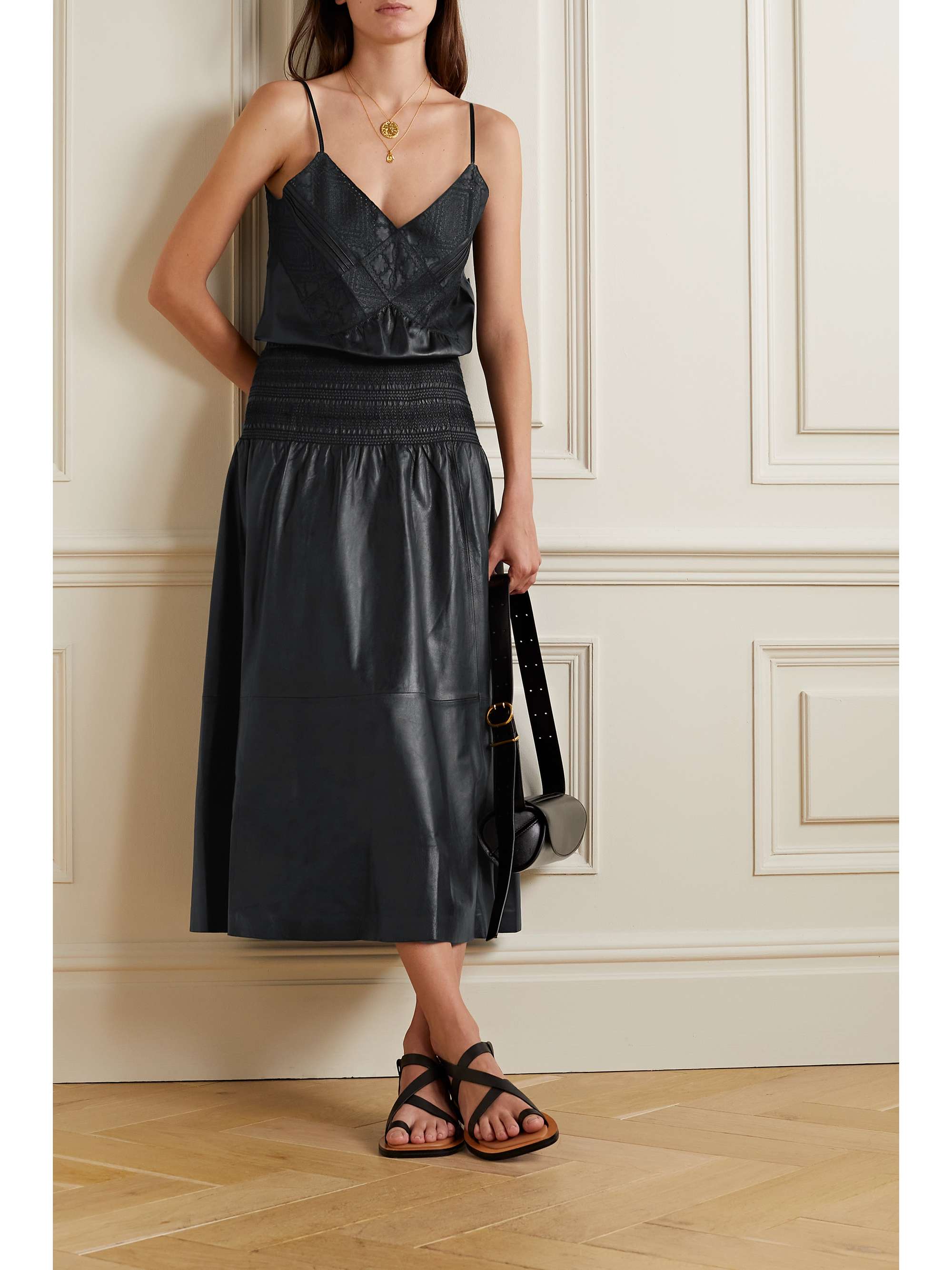 LAFAYETTE 148 Broderie anglaise leather top