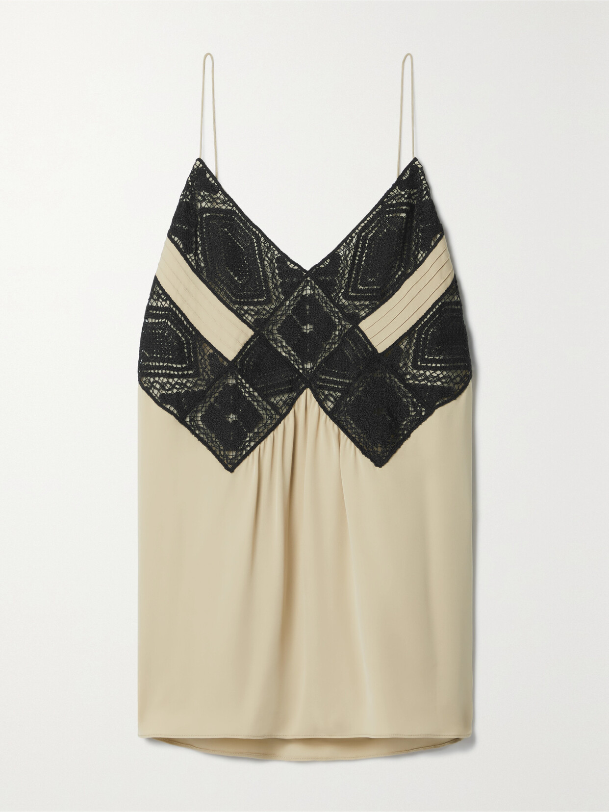 Lafayette148 Boheme Lace-trimmed Organic Silk-georgette Camisole In Brown