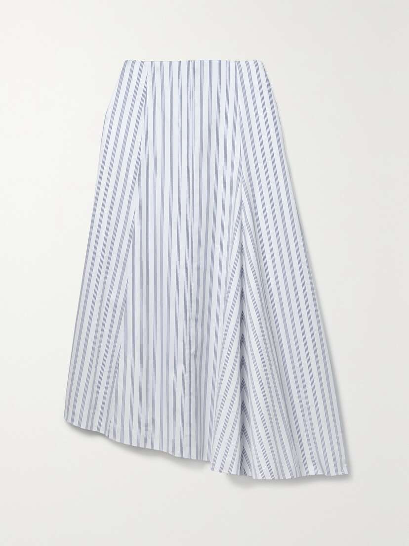 PARTOW Ivy Asymmetric Striped Cotton-twill Midi Skirt