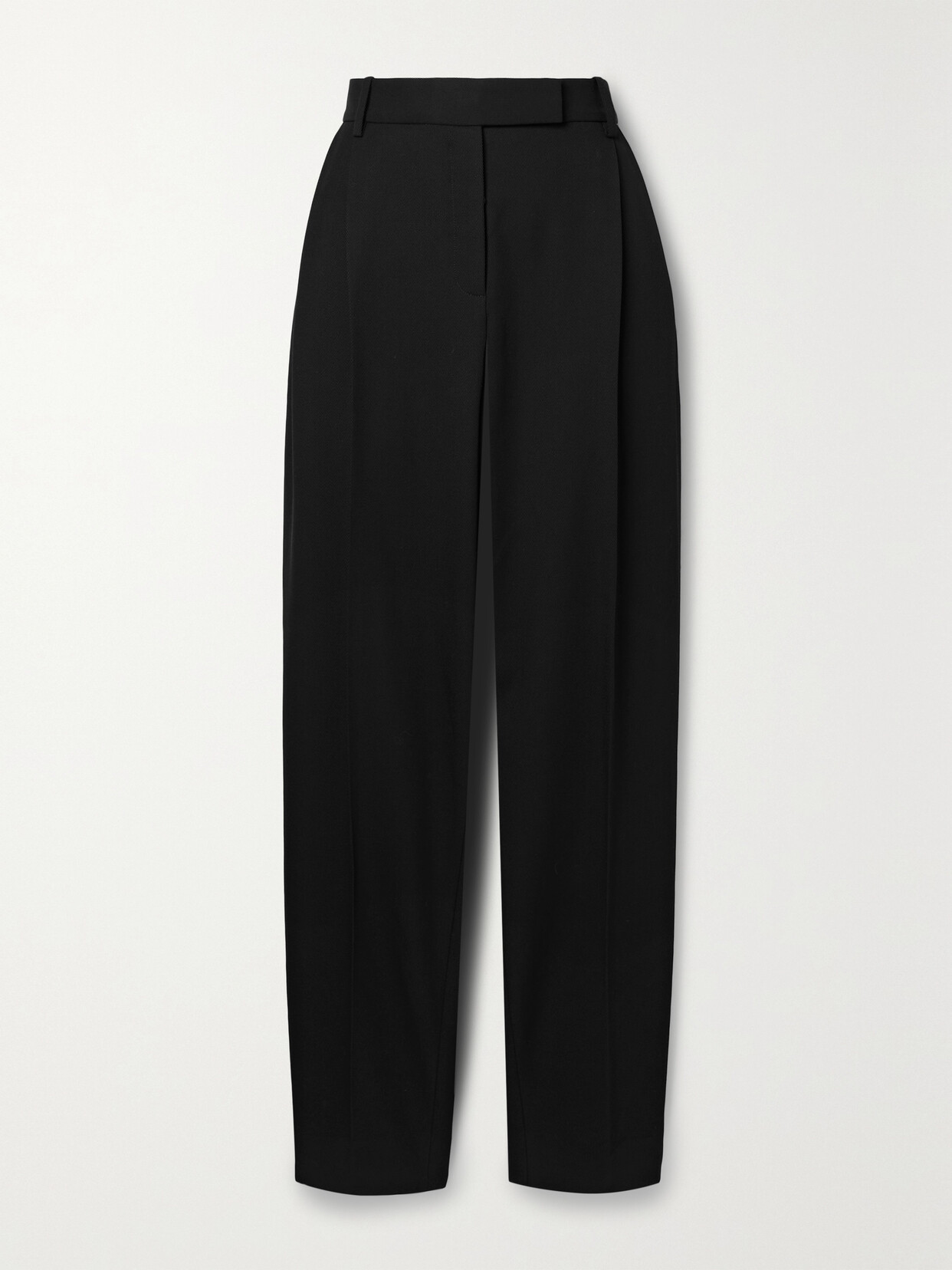 Partow Bacall Pleated Wool-twill Straight-leg Pants In Black