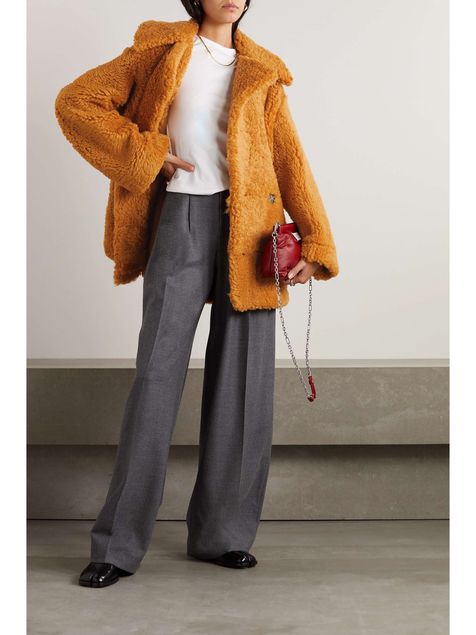 double-breasted shearling coat 