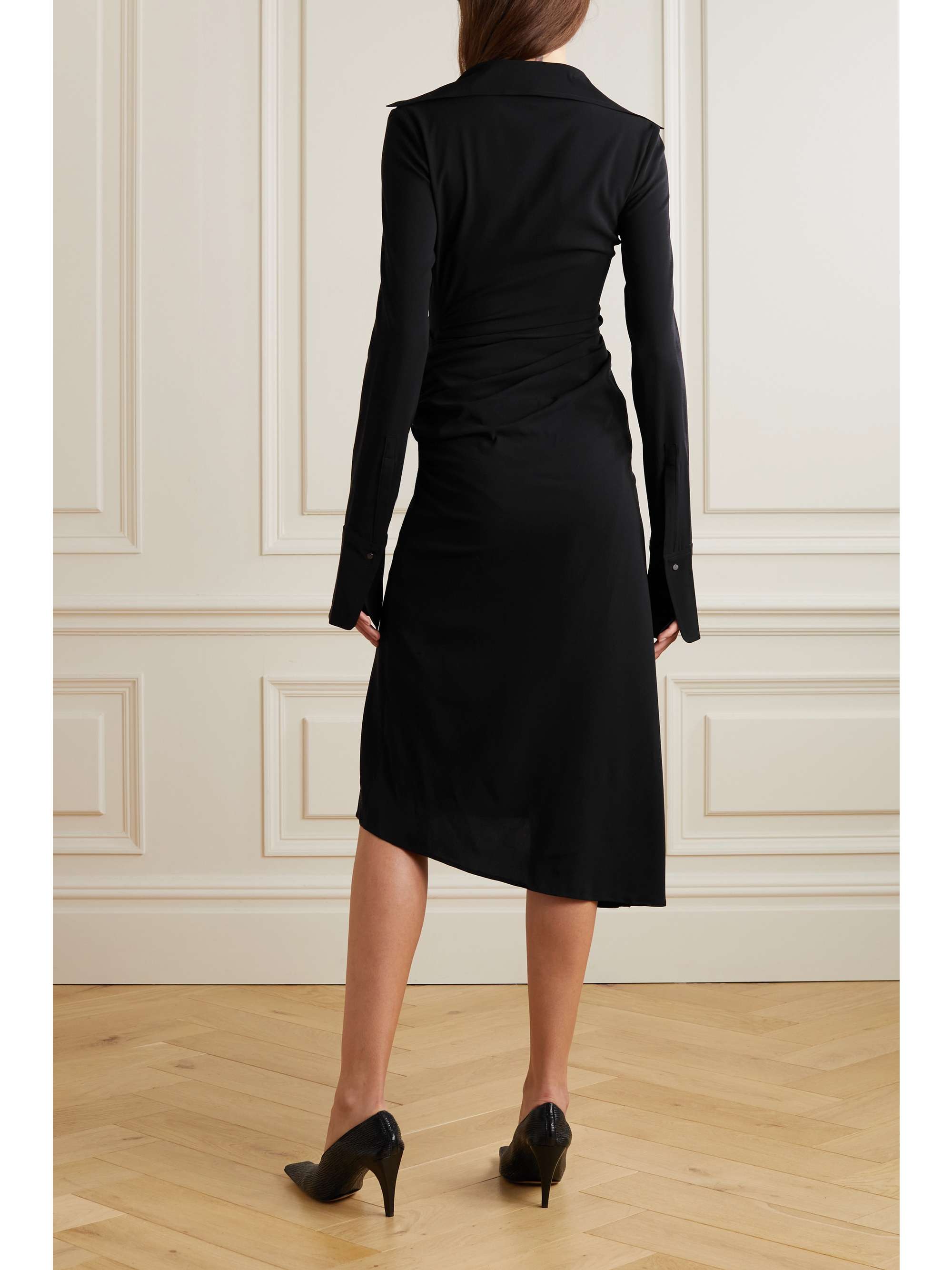 PETAR PETROV Afram asymmetric gathered stretch-silk dress