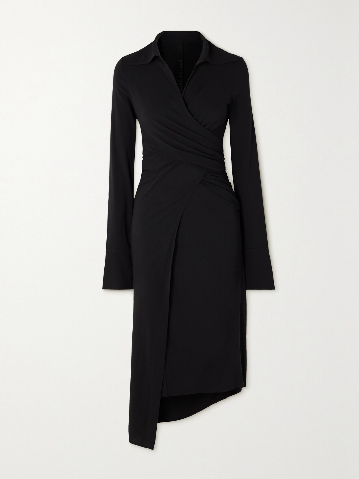Petar Petrov Afram Asymmetric Gathered-front Silk-blend Dress In Black