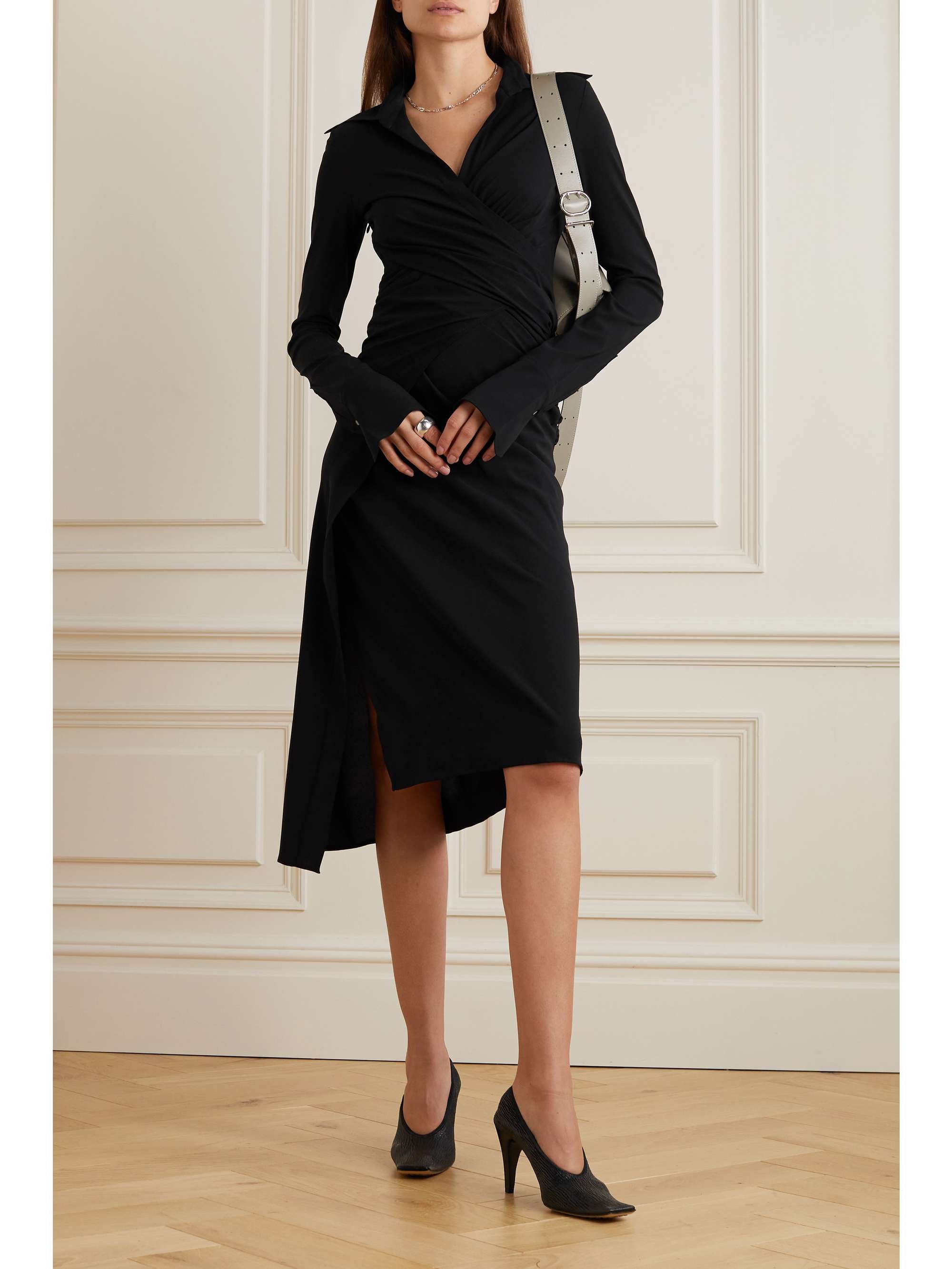 PETAR PETROV Afram asymmetric gathered stretch-silk dress