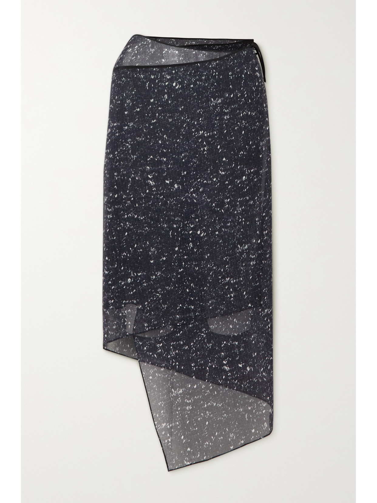 Petar Petrov Rumy Asymmetric Printed Silk-georgette Midi Wrap Skirt In Black