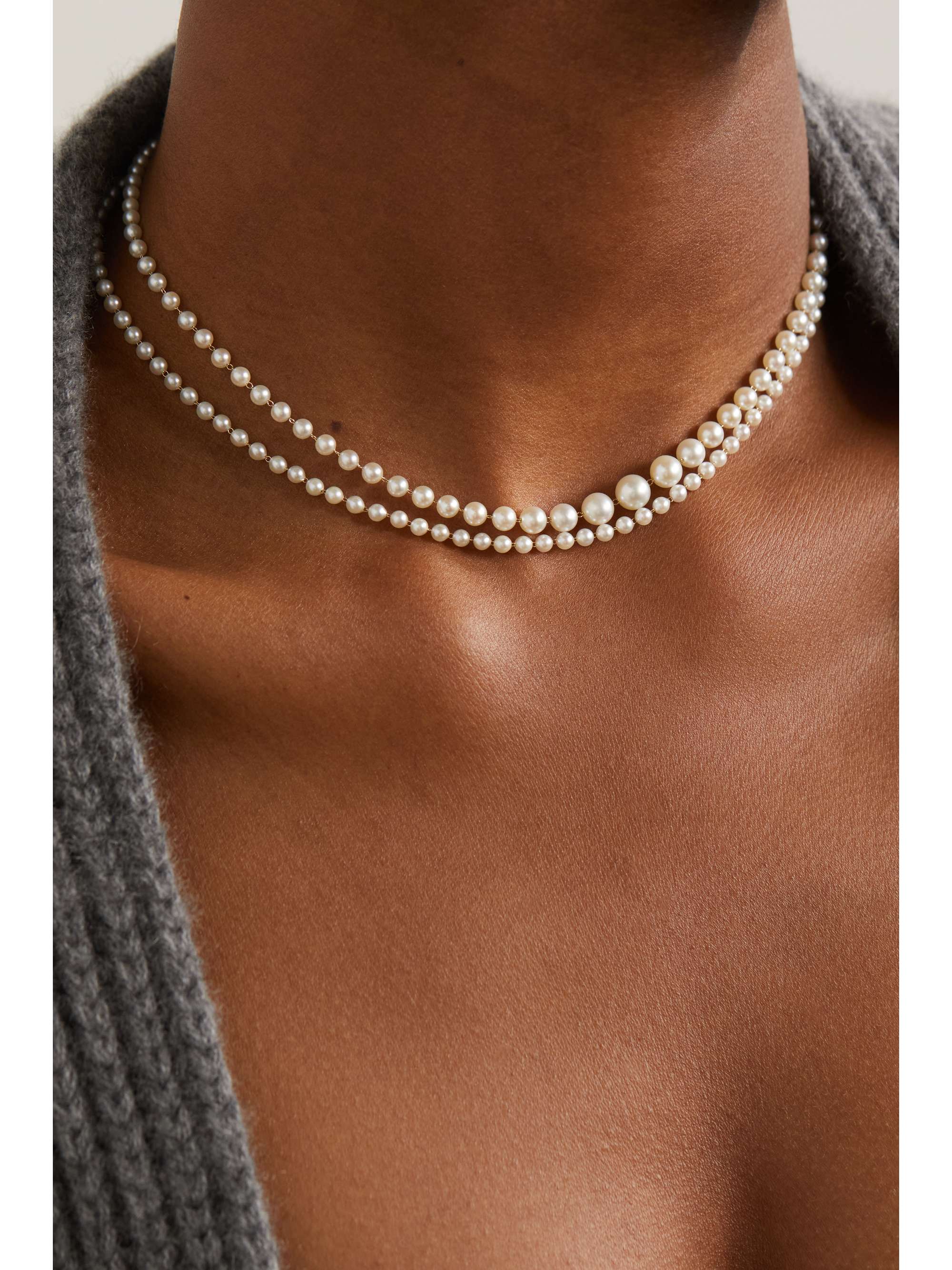 MIZUKI 14-karat gold pearl necklace
