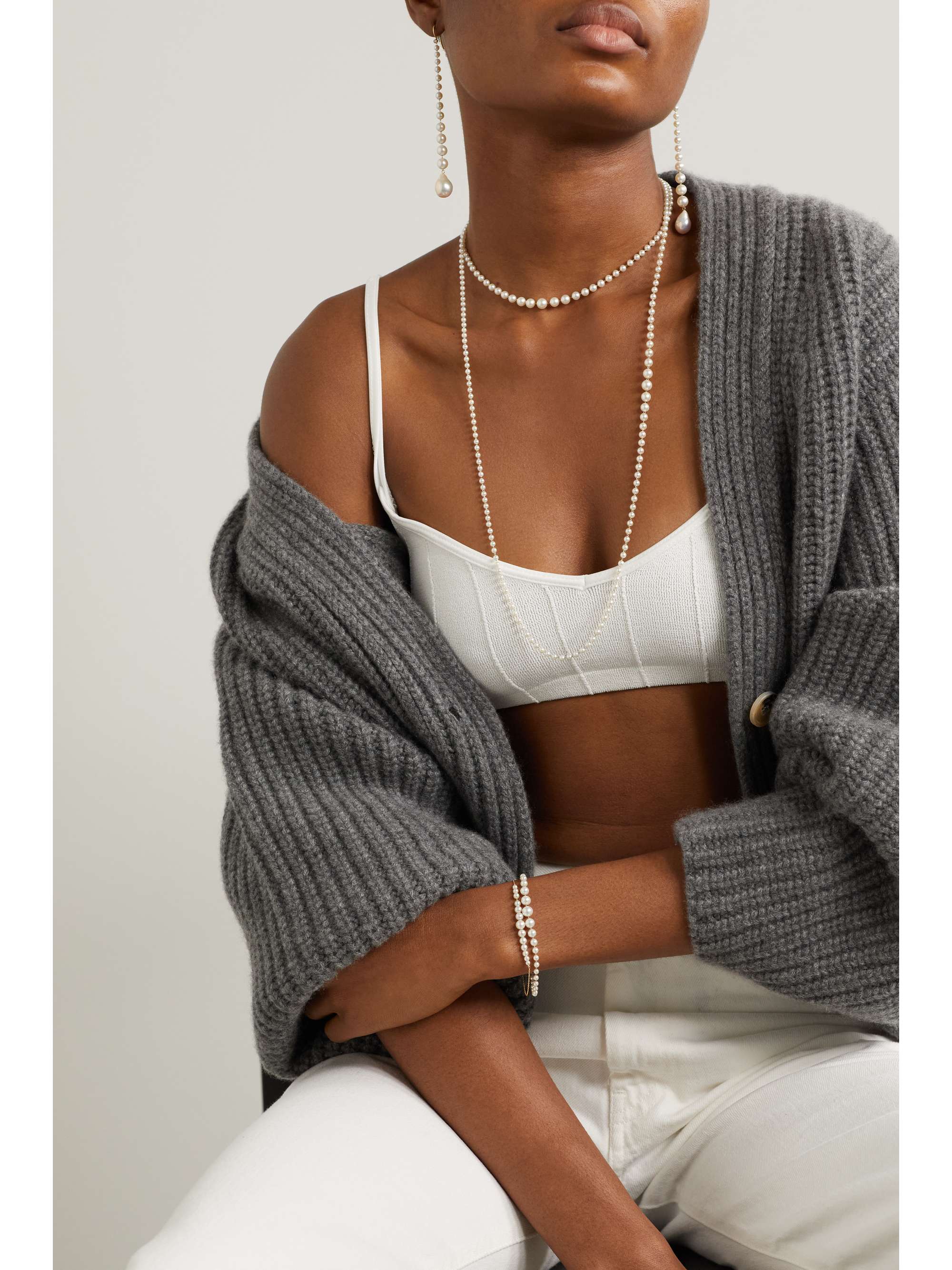 MIZUKI 14-karat gold pearl necklace