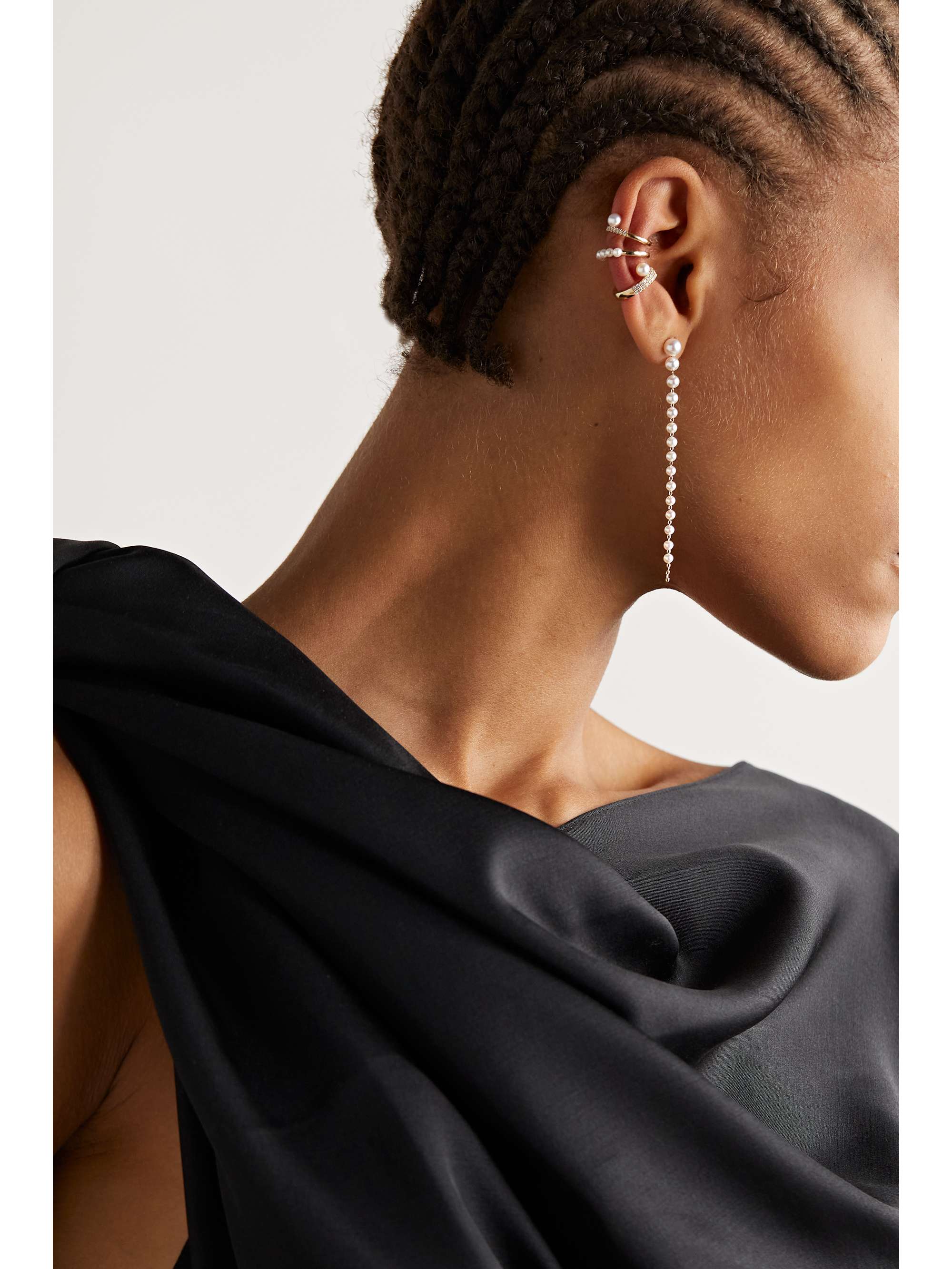MIZUKI 14-karat gold pearl earrings