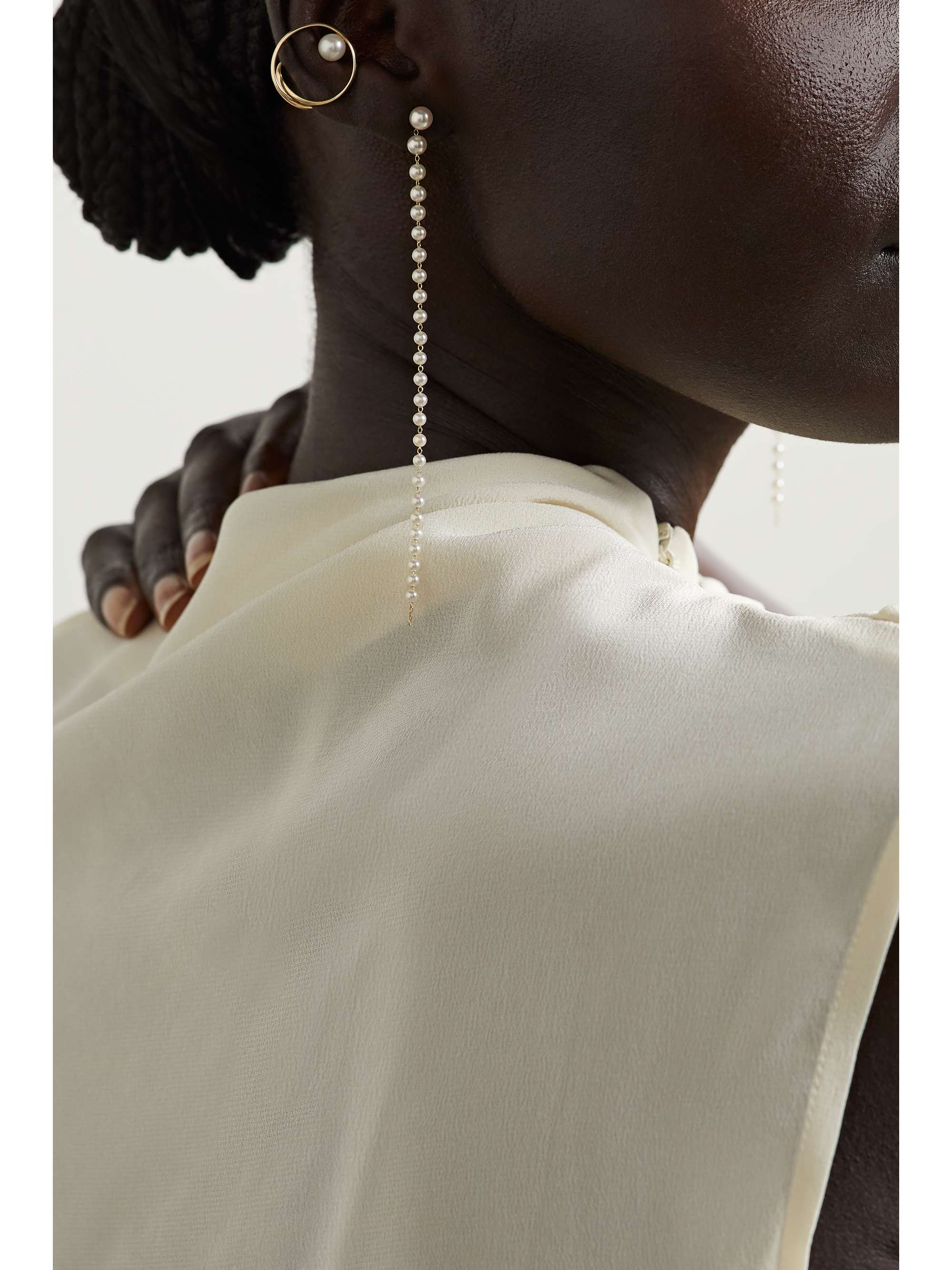 MIZUKI 14-karat gold pearl earrings