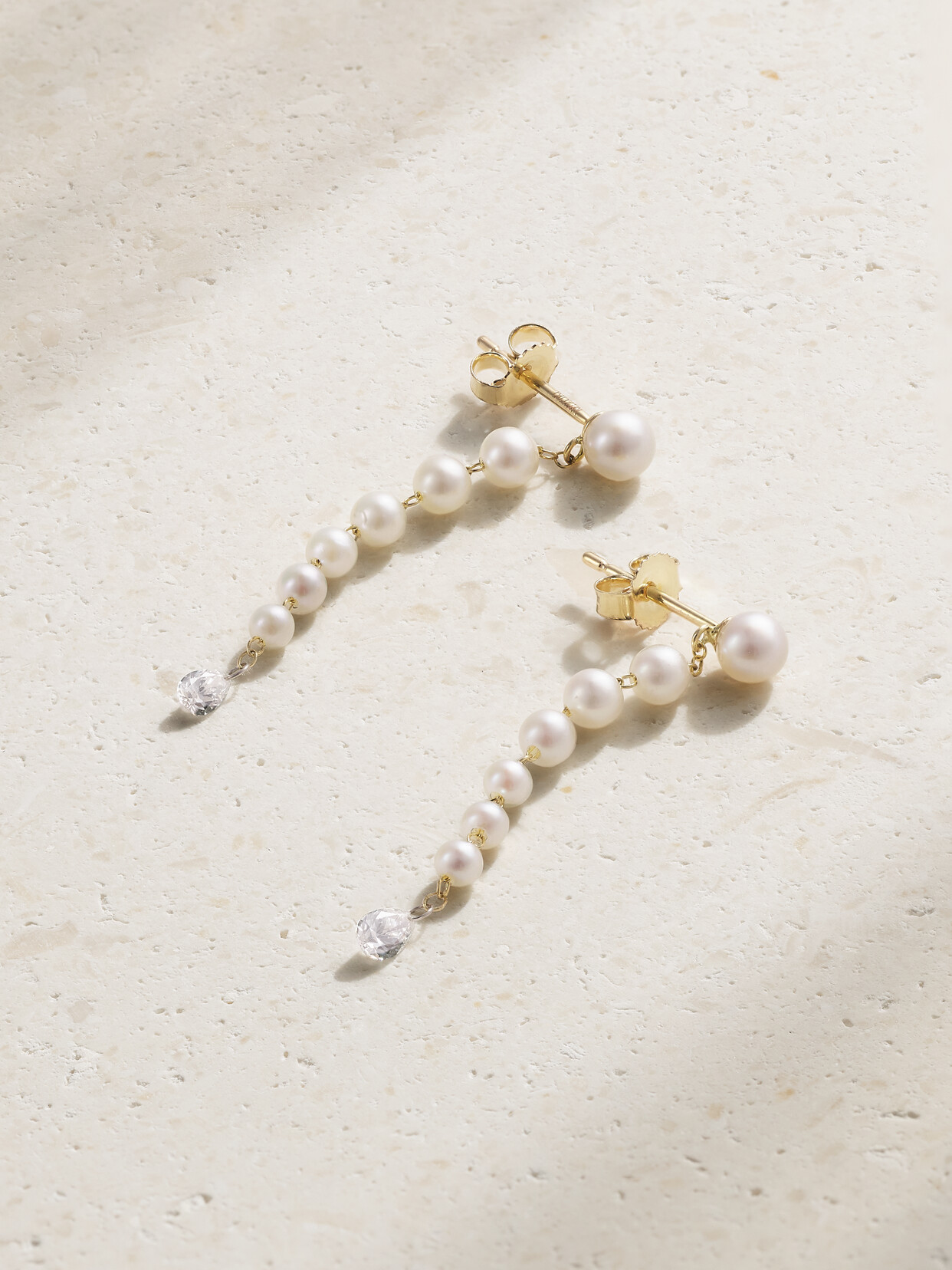 Mizuki Little Drop 14-karat , Pearl And Diamond Earrings
