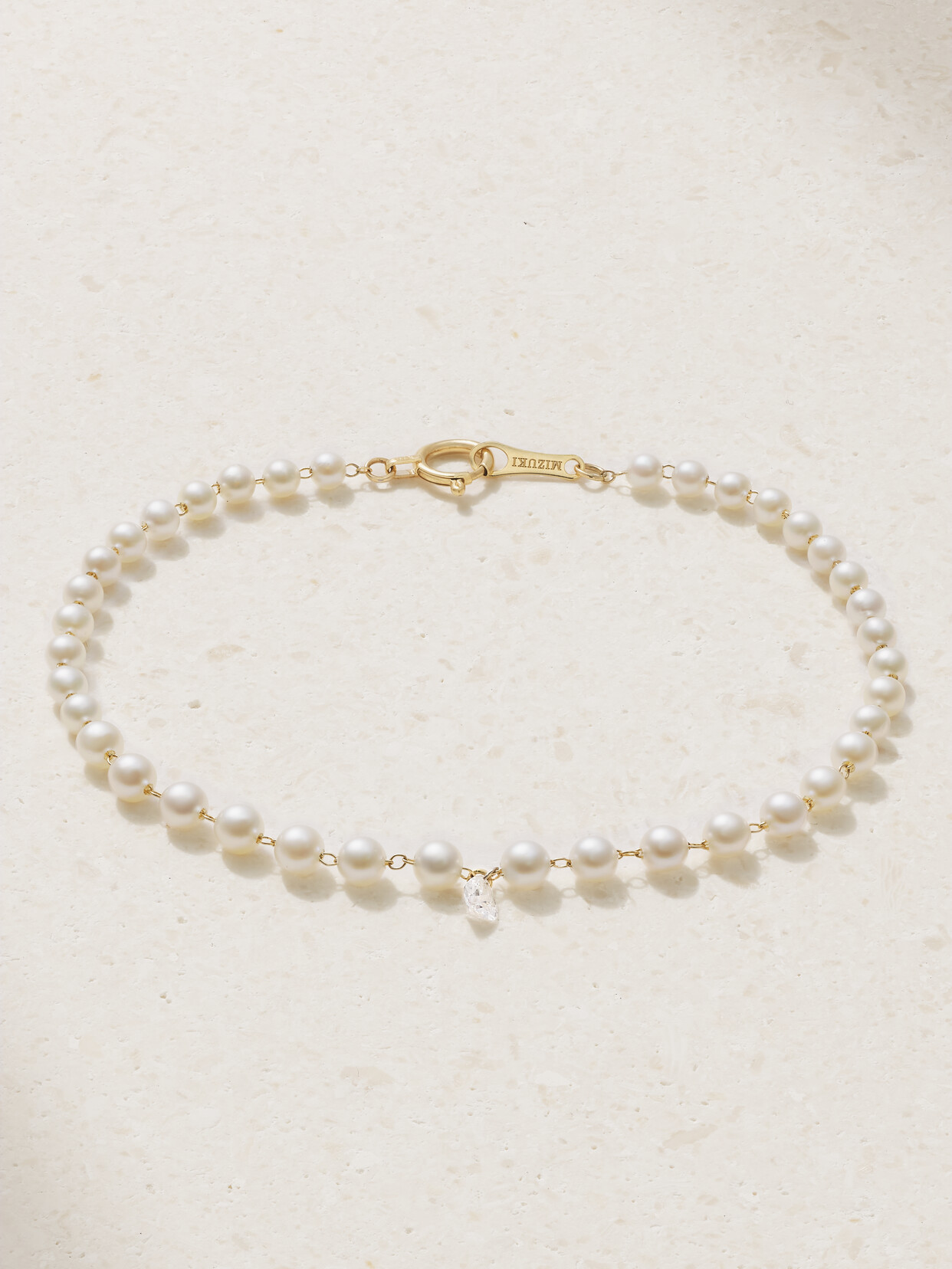 Mizuki 14-karat Gold, Pearl And Diamond Bracelet