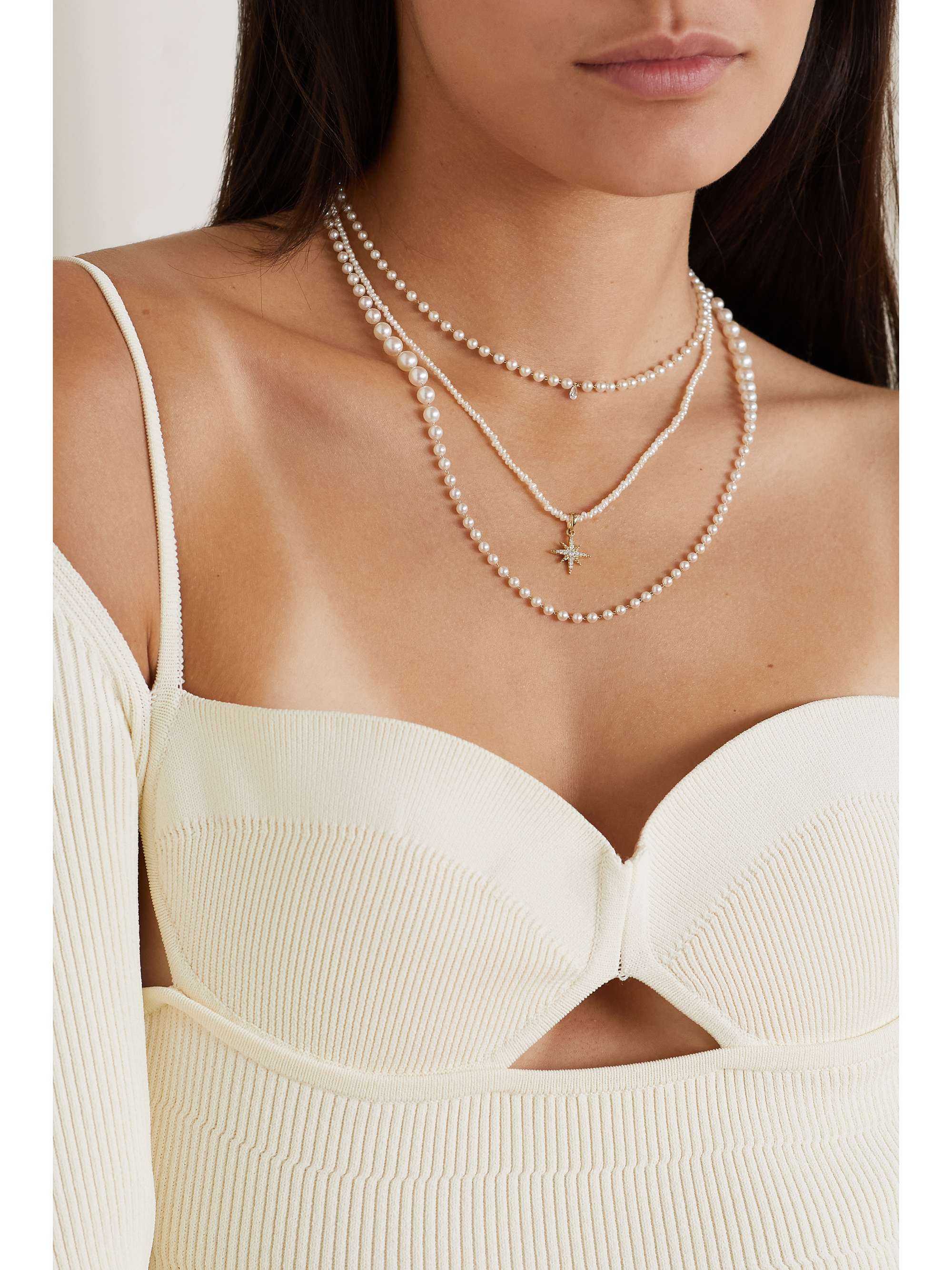 MIZUKI 14-karat gold pearl necklace