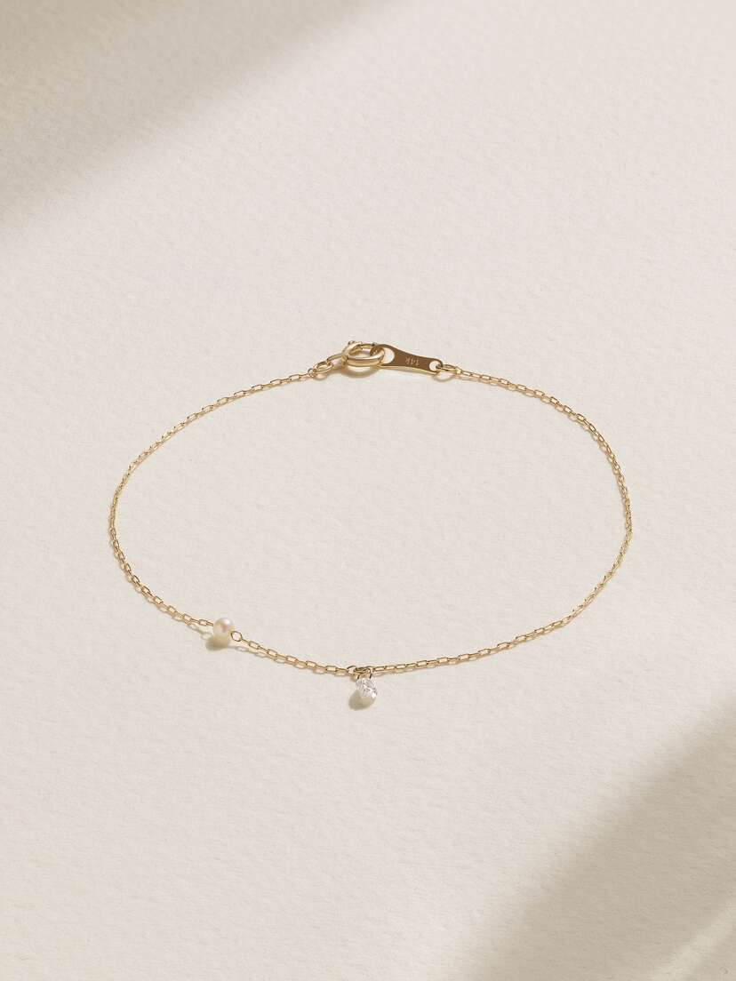 Mizuki Sea Of Beauty 14-karat Gold, Pearl And Diamond Bracelet