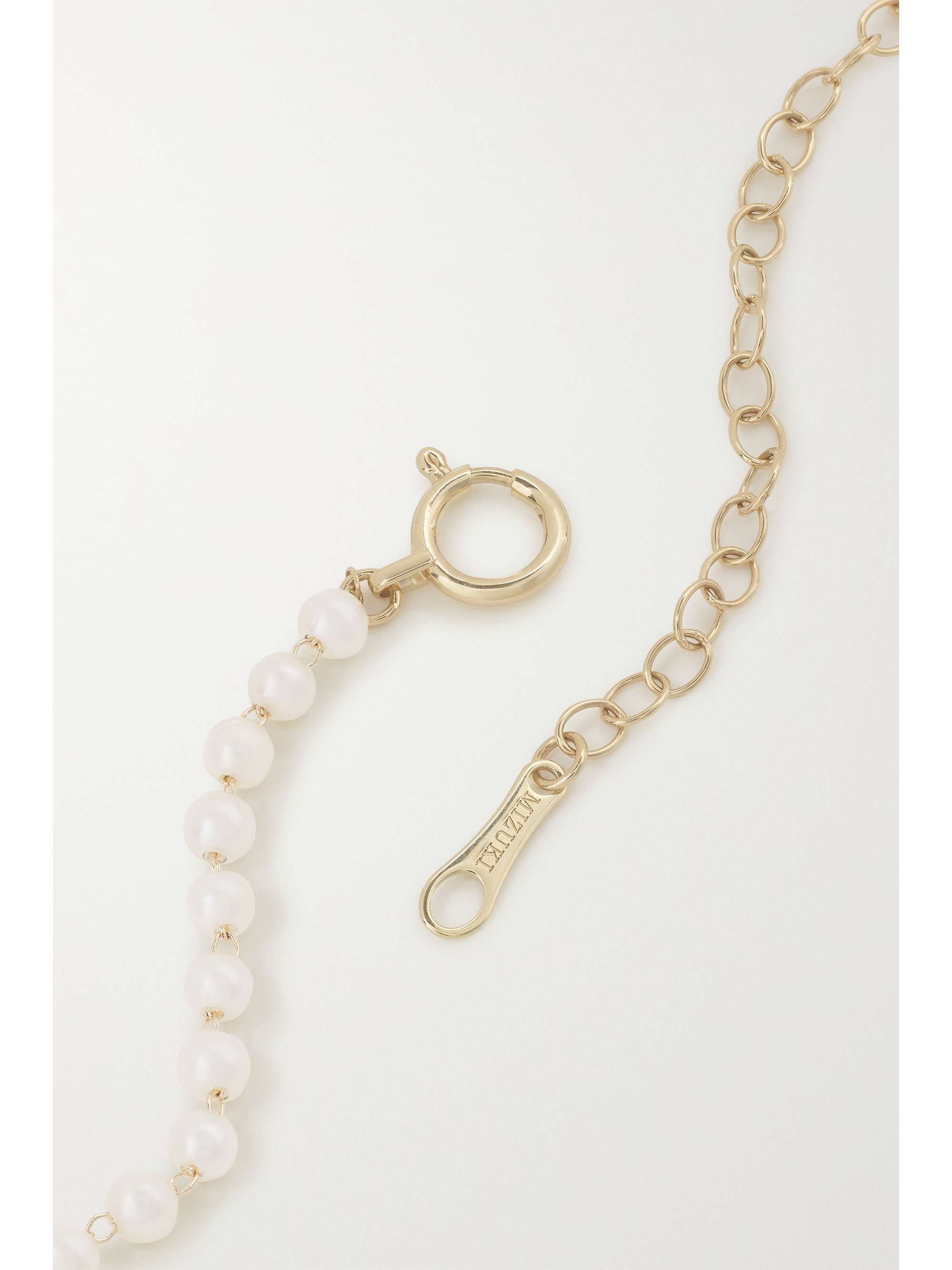 MIZUKI 14-karat gold, pearl and diamond necklace