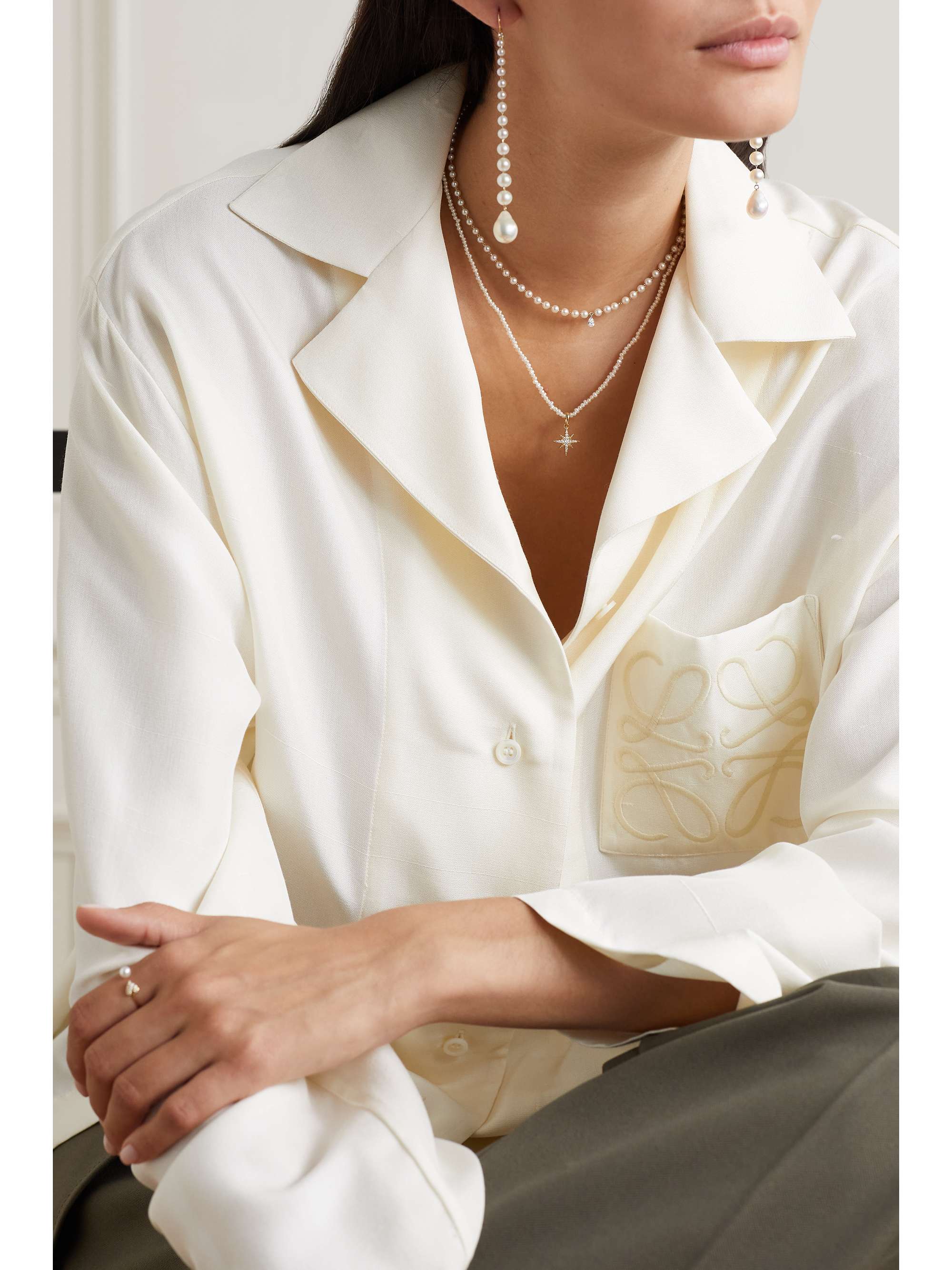 MIZUKI 14-karat gold, pearl and diamond necklace