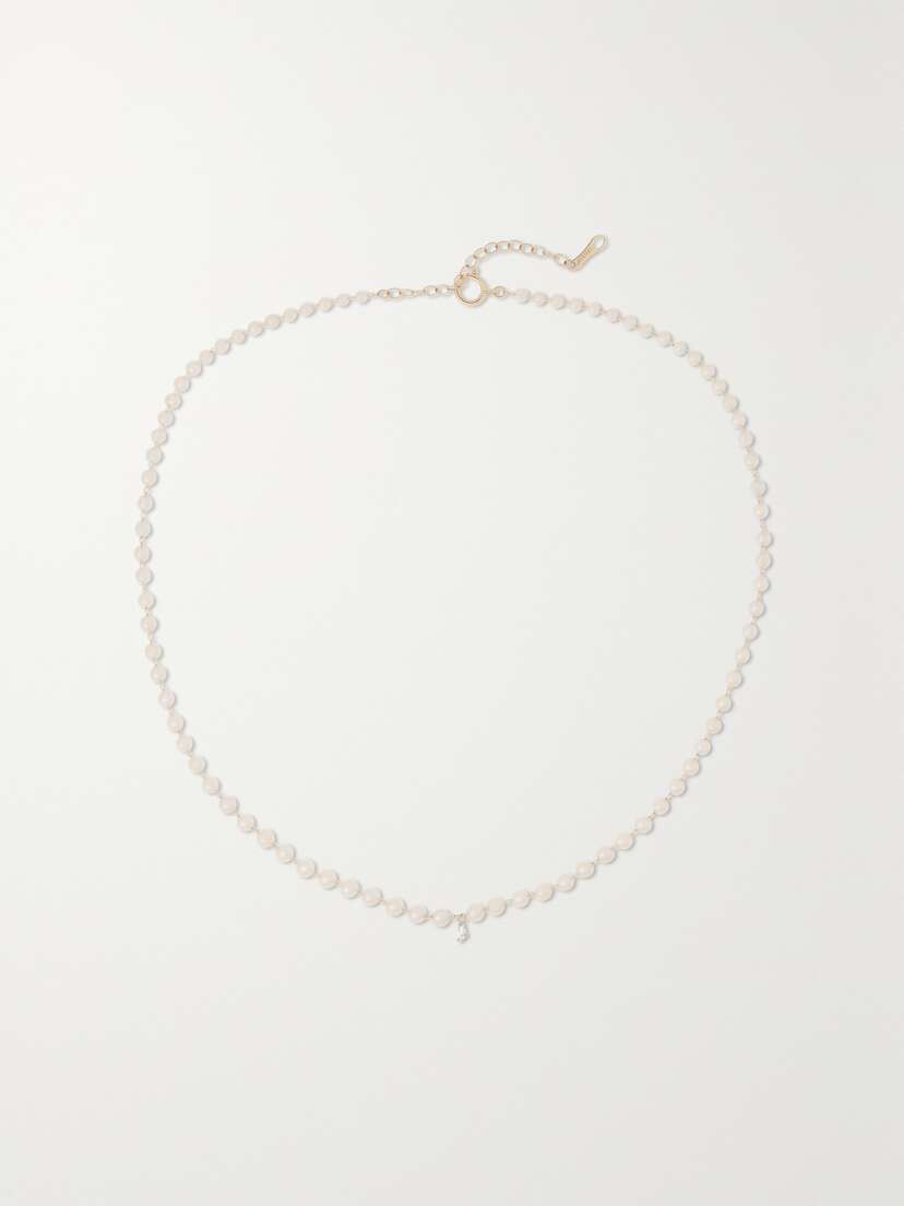 Mizuki 14-karat Gold, Pearl And Diamond Necklace