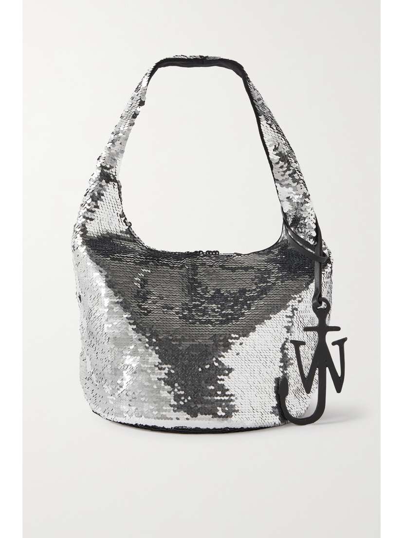 JW Anderson Mini Leather-trimmed Sequined Jersey Tote