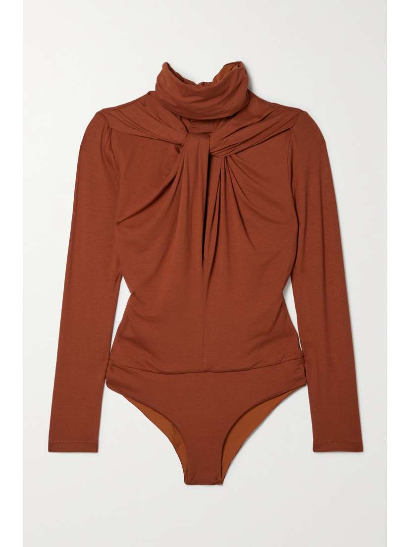 Johanna Ortiz Earthy Life Tie-neck Knotted Stretch-jersey Bodysuit - x large