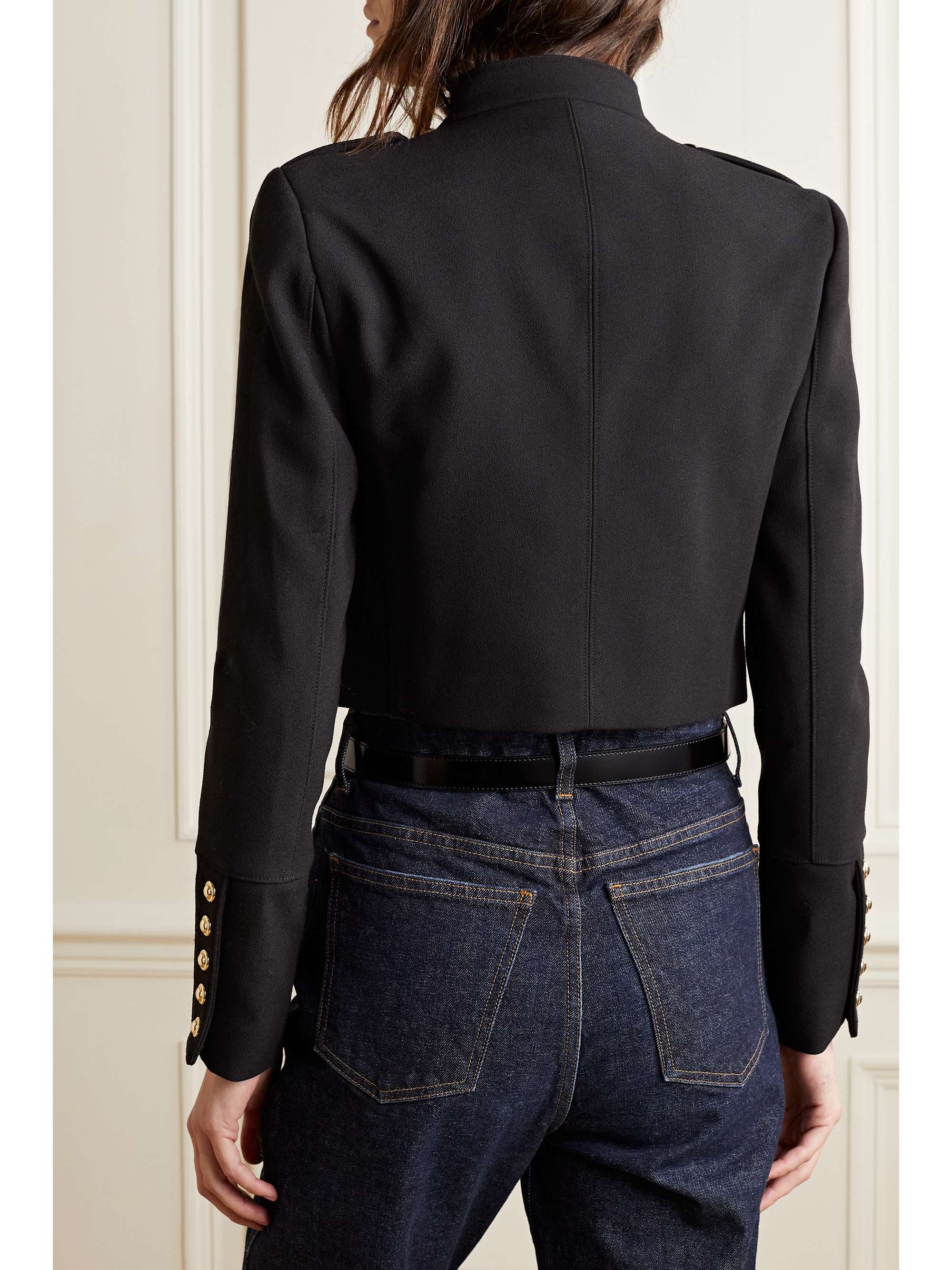 MICHAEL MICHAEL KORS Cropped button-embellished grain de poudre jacket
